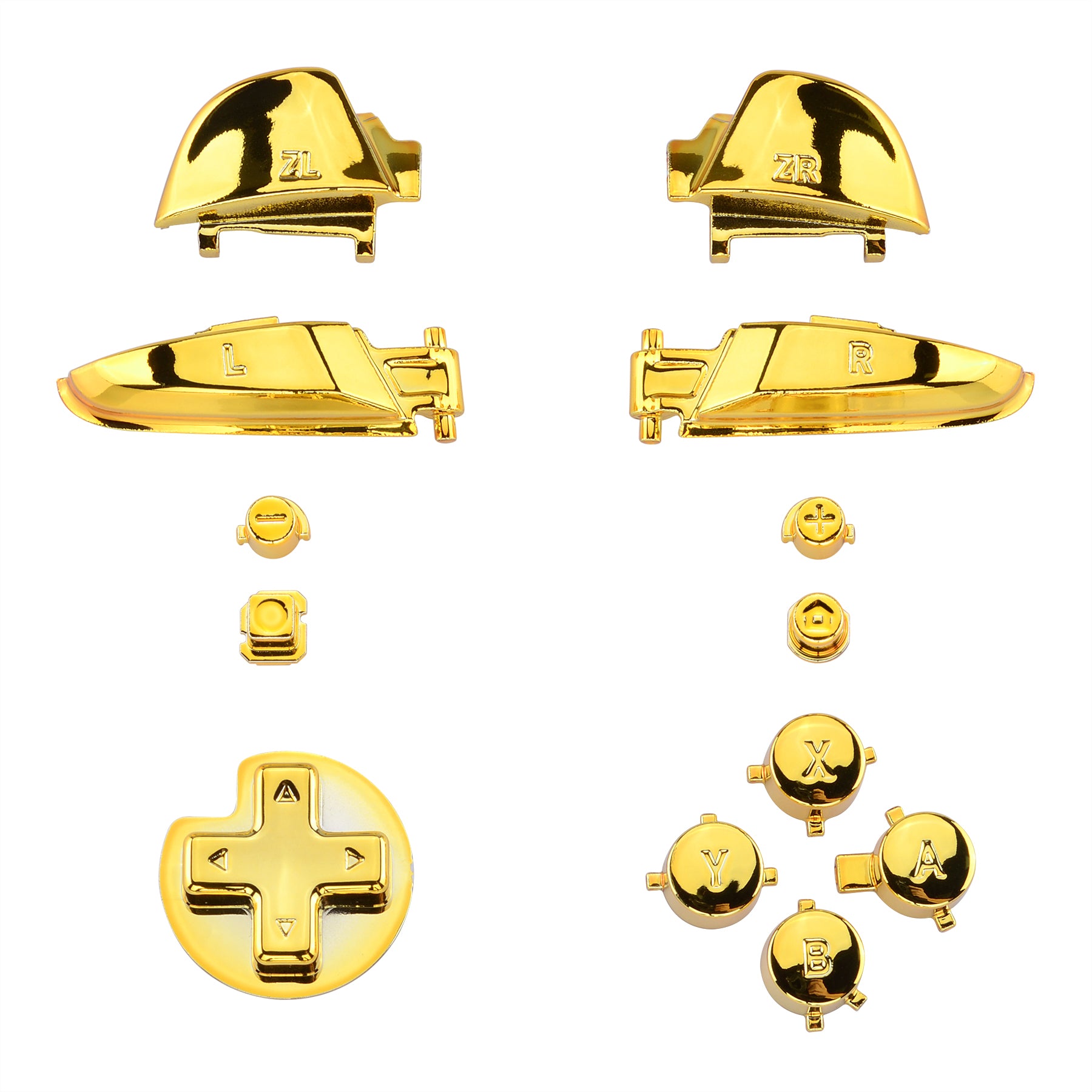 eXtremeRate DIY Replacement Full Set Buttons for Nintendo Switch Pro Controller - Chrome Gold Glossy | Upgrade Your Gaming Experience | Perfect for Custom Controllers & Competitive Gaming