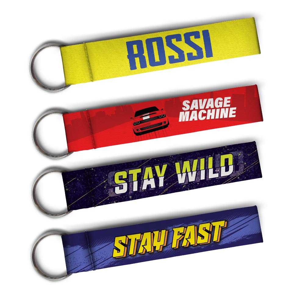 100Kmph Printed Lanyard Keychain Set of 4 - Durable Car & Bike Accessories for Enthusiasts | Perfect for Keys, ID Badges & Event Giveaways