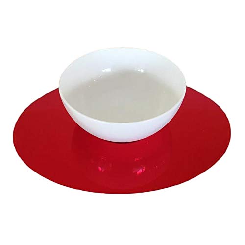Premium Red Oval Placemats Set of 8 - Large Size Waterproof & Heat Resistant Dining Table Mats for Formal Dinner Parties & Everyday Use