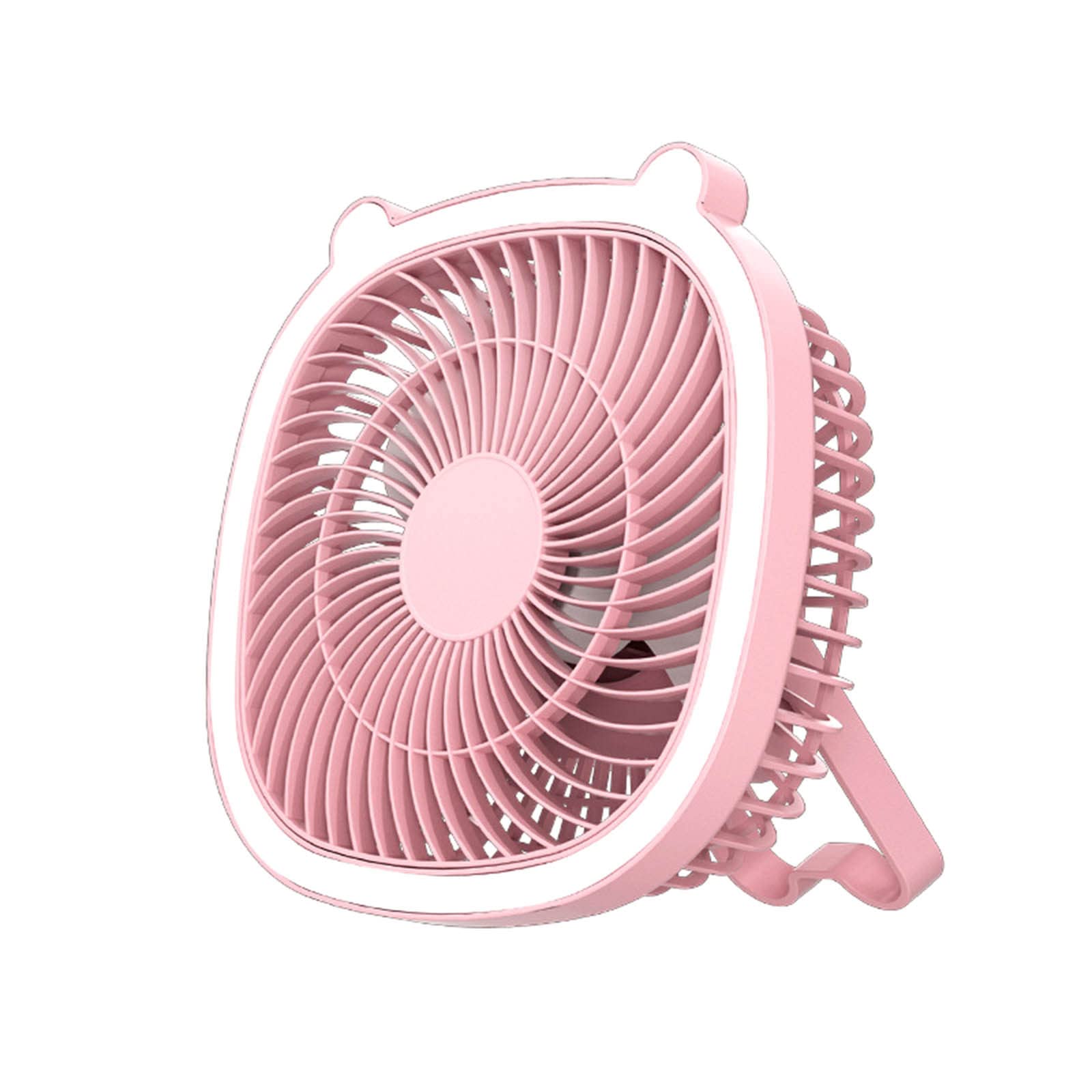 3-Speed USB Desktop Fan with Night Light - Wall Mountable, Mute Operation, Dual Charging Ports for Home, Office, and Bedroom Use