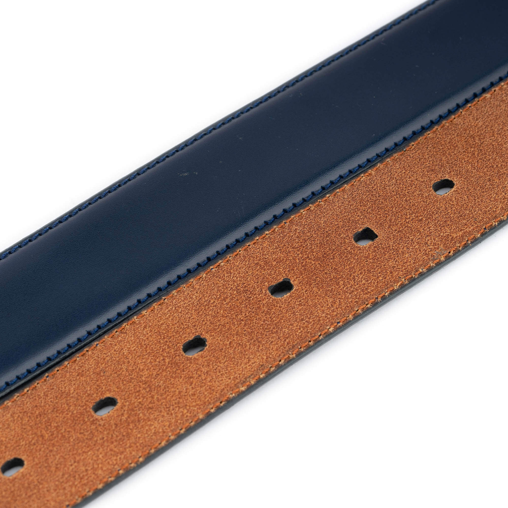 Genuine Leather Replacement Belt Strap for Cartier Buckles - Classic Blue Men's Waistband for Formal Wear & Business Attire