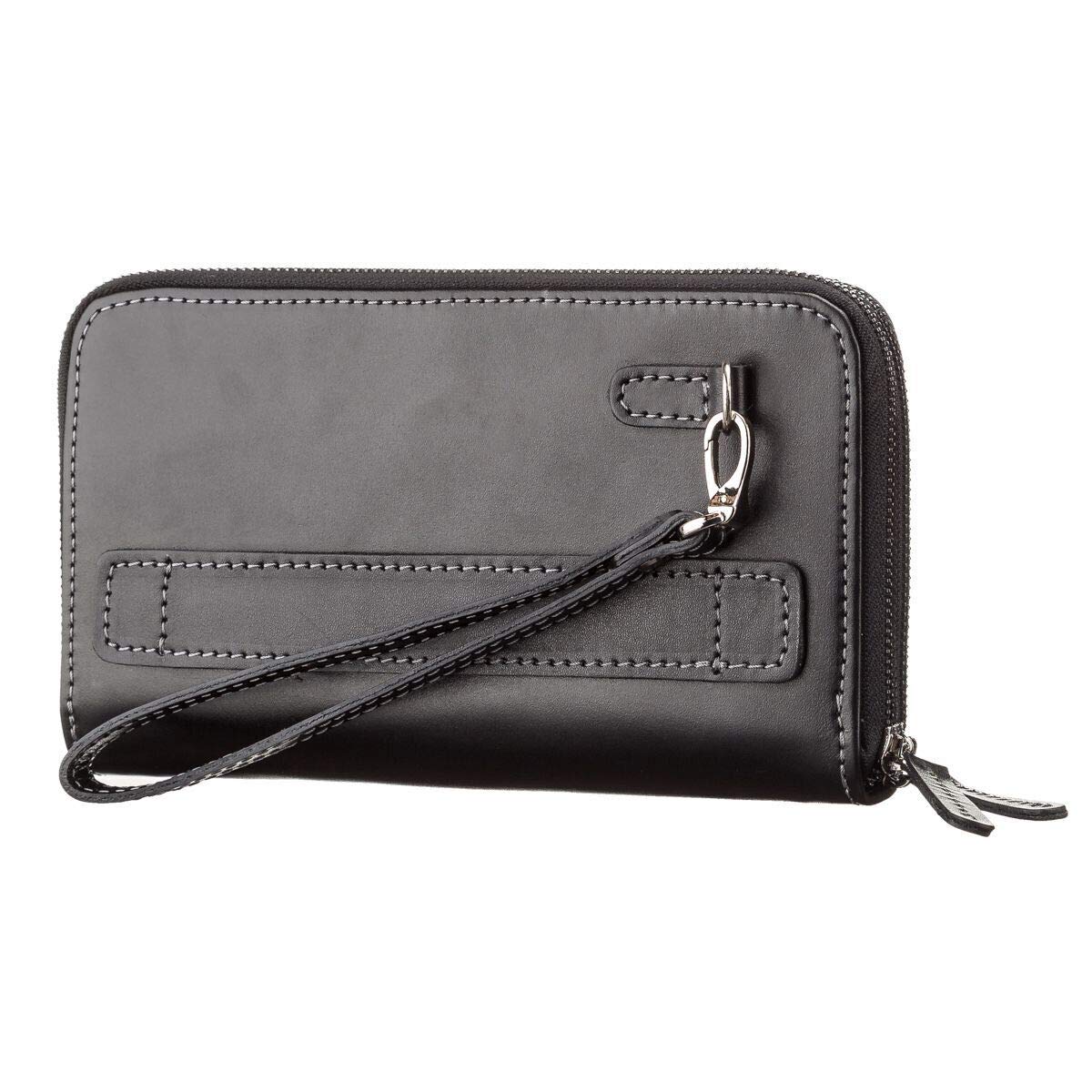 Premium Long Leather Bifold Wallet with Zipper - Large Capacity Checkbook Organizer for Men & Women - Stylish Black Clutch (11082) - Perfect for Business, Travel & Everyday Use