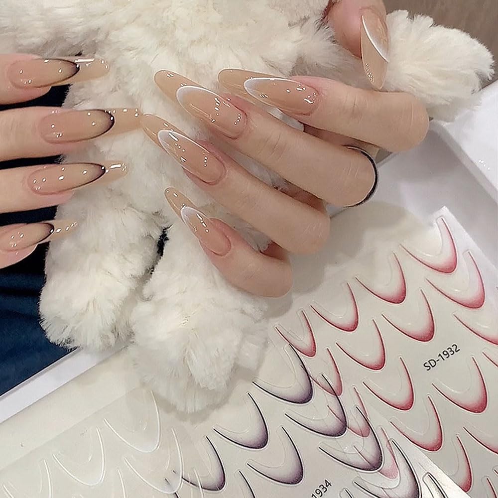 French Tip Nail Stickers - Self-Adhesive Nail Art Decals for Gradient French Manicure, Curve Stripe Lines & Nail Accessories | Perfect for DIY Nail Art, Salon Use & Special Occasions