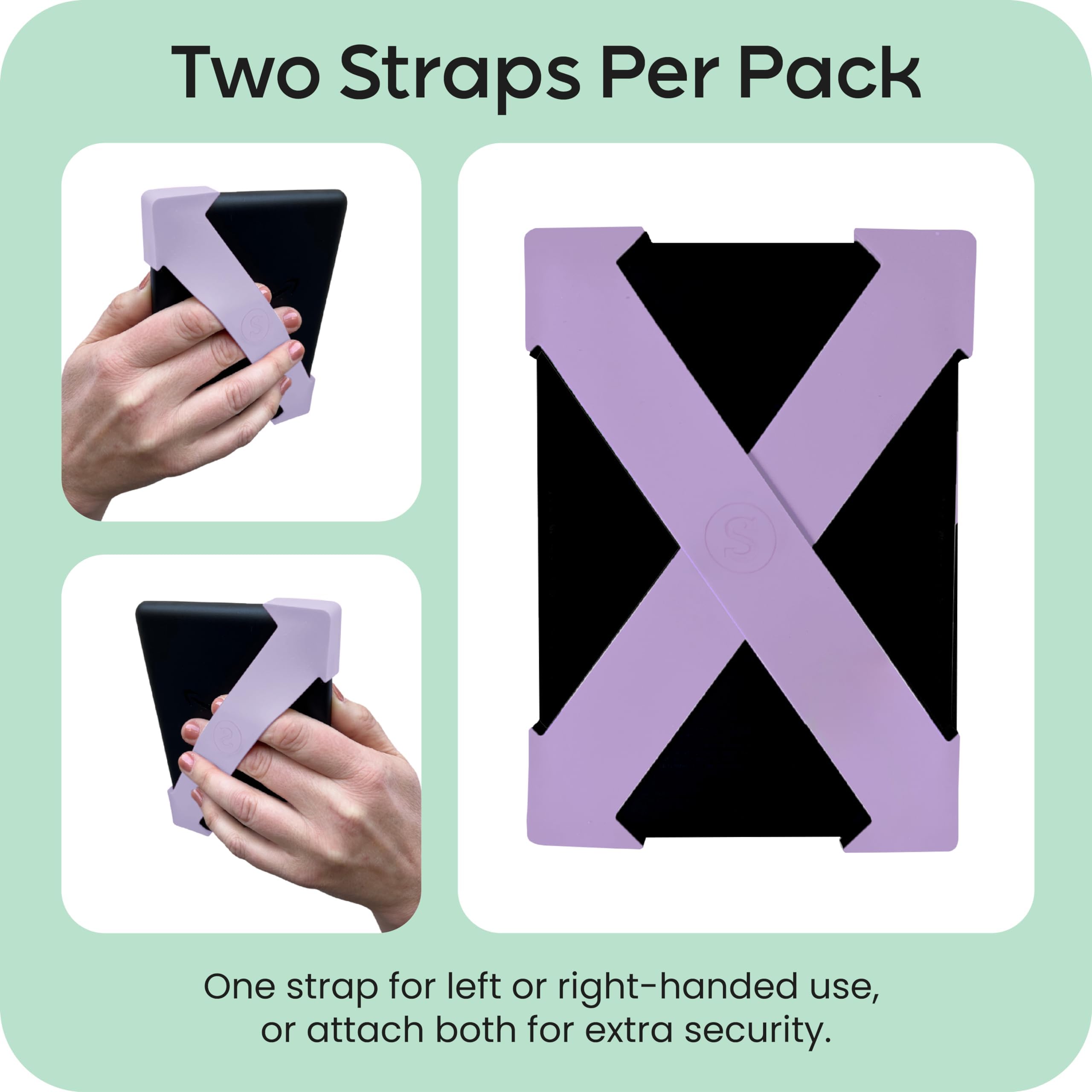 Strapsicle Hand Strap for Kindle & Kobo E-Readers - Compatible with Kindle Paperwhite 2024/2021, Signature Edition - 2 Pack Ergonomic Reading Hand Straps - Lightweight & Comfortable Grip for Long Reading Sessions - Perfect for Travel, Commuting & Bedtime Reading - Large Size in Black