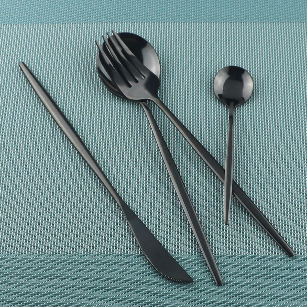 Gugrida 24-Piece Stainless Steel Flatware Set - 18/10 Mirror Polished Silverware Utensils with Forks, Spoons & Knives - Durable Cutlery Set for Restaurants, Home Kitchen & Dinner Parties (6-Pack, Black) - Perfect for Family Gatherings, Daily Meals & Formal Dining