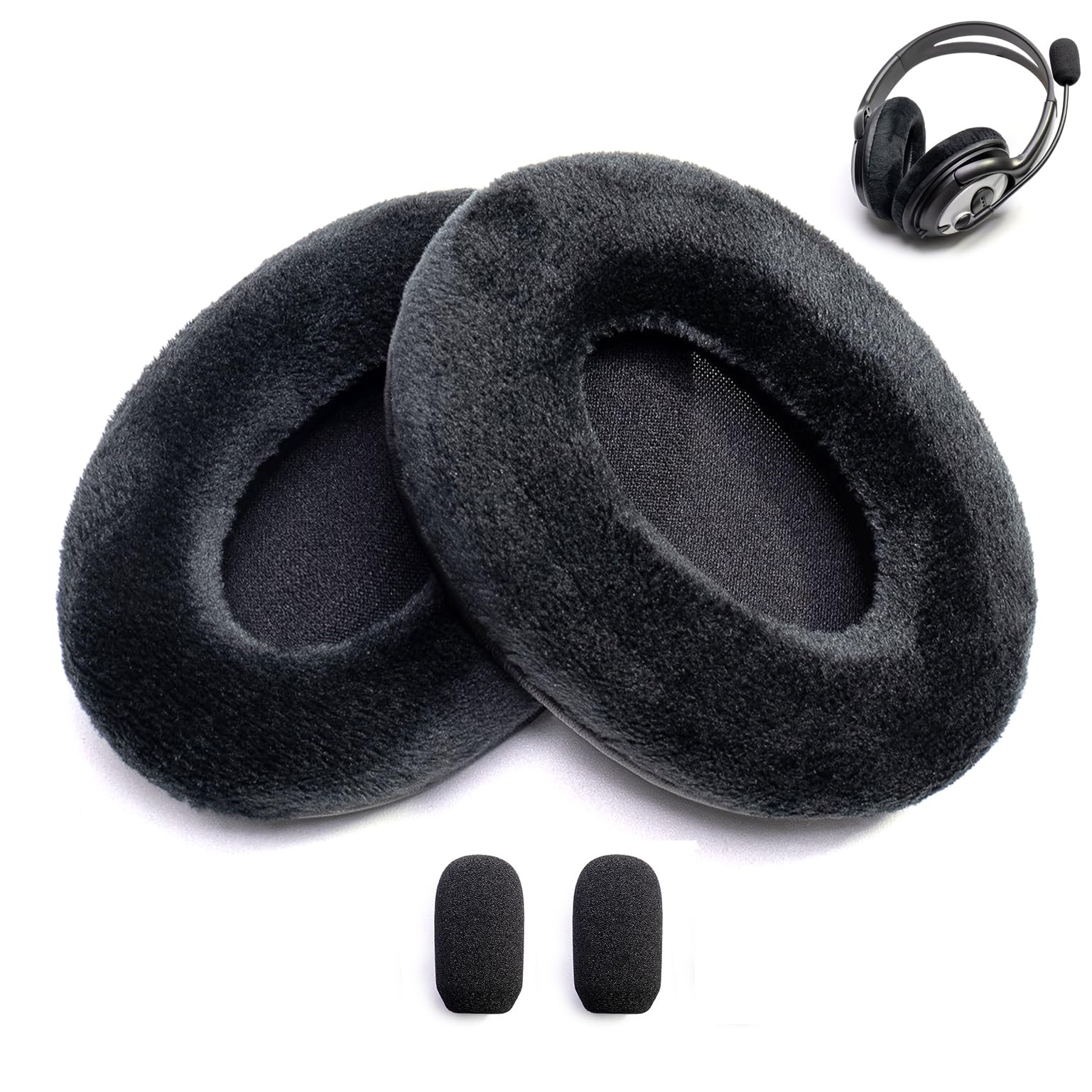 Foam Ear Pads & Microphone Cover for Microsoft LifeChat LX-3000 Headset - Velvet/Velour Cushion Replacement for Comfort & Noise Isolation - Perfect for Gaming, Office Calls & Online Meetings