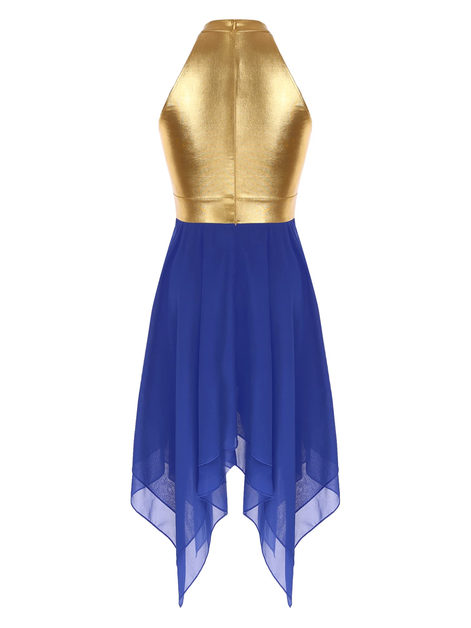 iiniim Women's Sleeveless Color Block Worship Dance Dress - Lyrical Praise Dance Costume with Irregular Hem for Church Performances & Spiritual Events