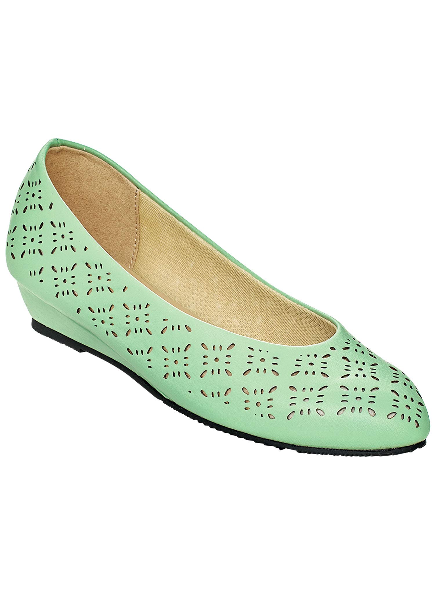 AmeriMark Women's Comfortable Perforated Dress Flats - Breathable Casual Shoes for Work, Office & Everyday Wear