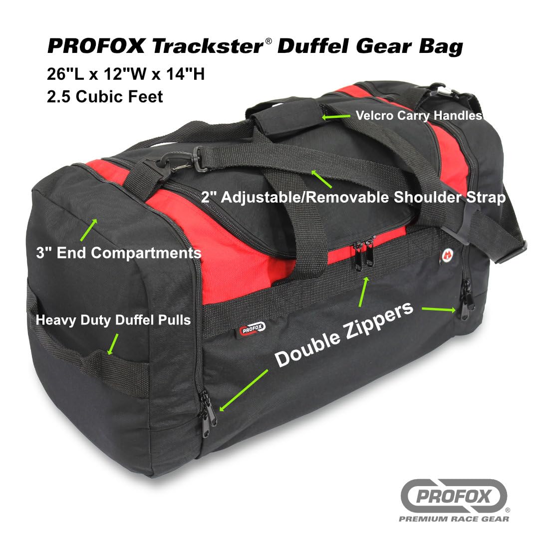 Trackster Auto Racing Motorsports Gym Gear Duffle Bag for Men & Women - Waterproof Sports Equipment Travel Bag (Black-Red) - Perfect for Gym, Travel, Racing Events & Outdoor Adventures