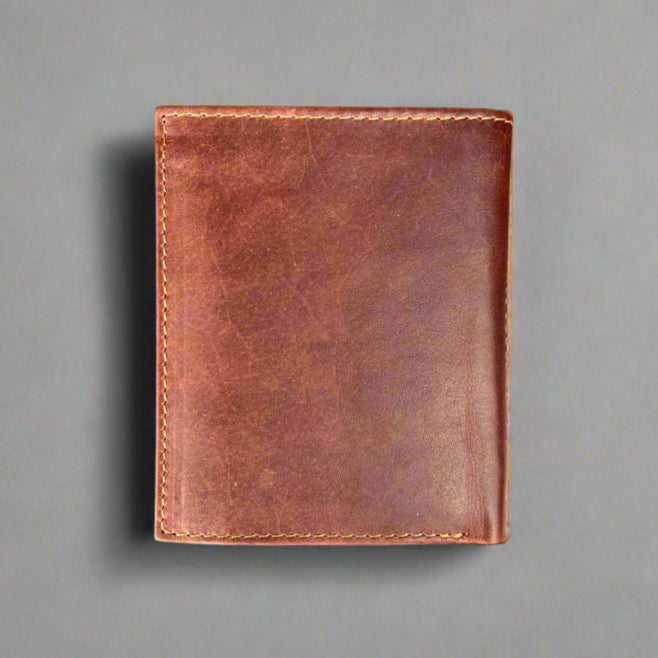 Premium Men's Bifold Flipout Cow Leather Wallet - RFID Blocking - Slim Design for Everyday Carry & Travel Essentials