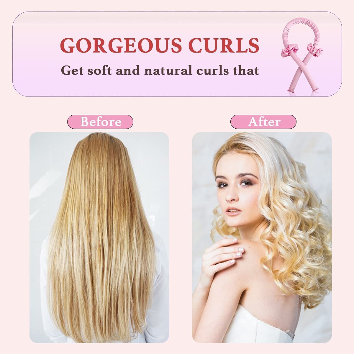 Heatless Hair Curlers for Long Hair - No Heat Silk Curls Headband, Soft Foam Rollers & Flexi Rods for Overnight Curls | Perfect for Natural Hair Styling, Bedtime Waves & Damage-Free Curling