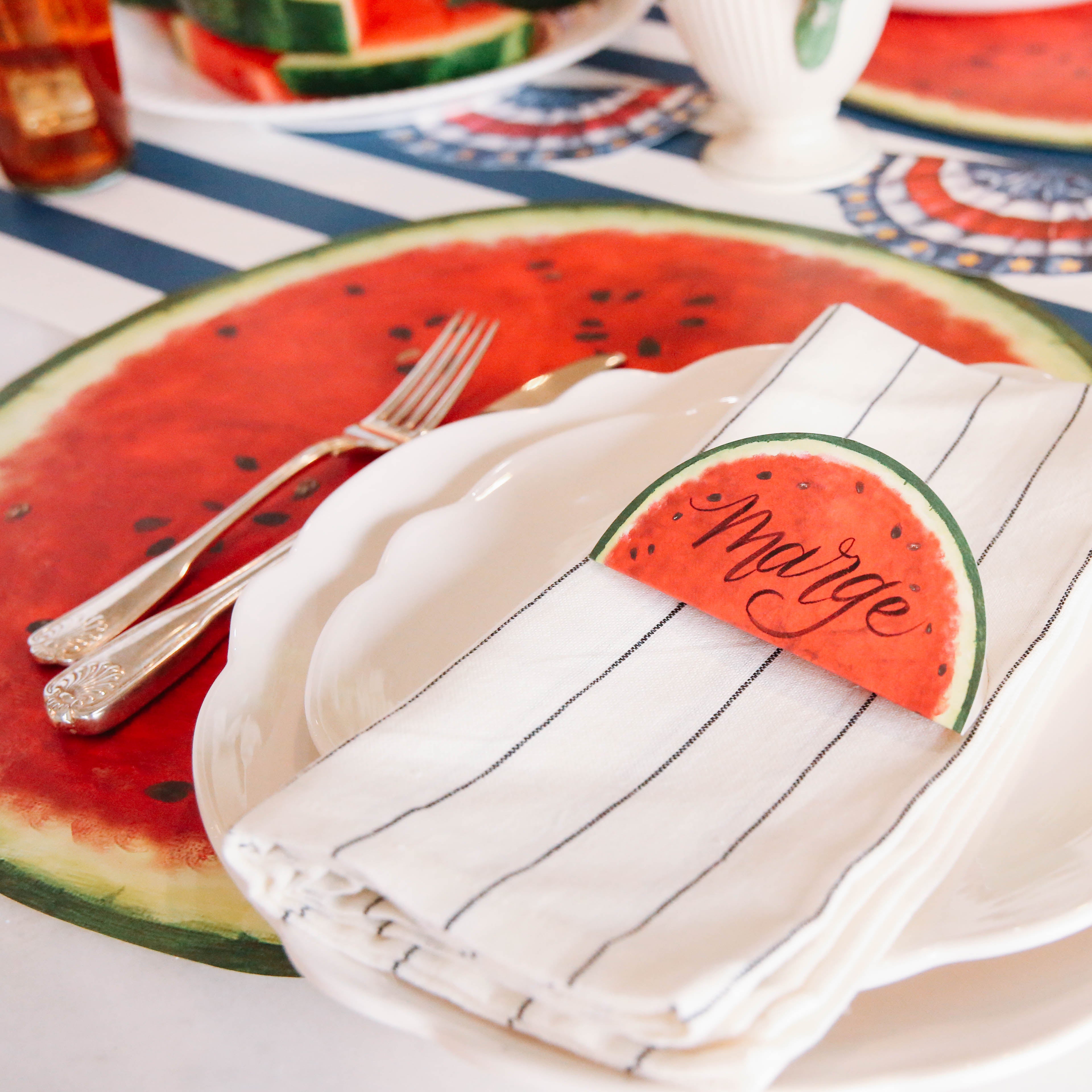 Watermelon-Shaped Non-Slip Placemats for Dining Table - Summer Party Decor, Kitchen Table Setting, Picnic Accessories