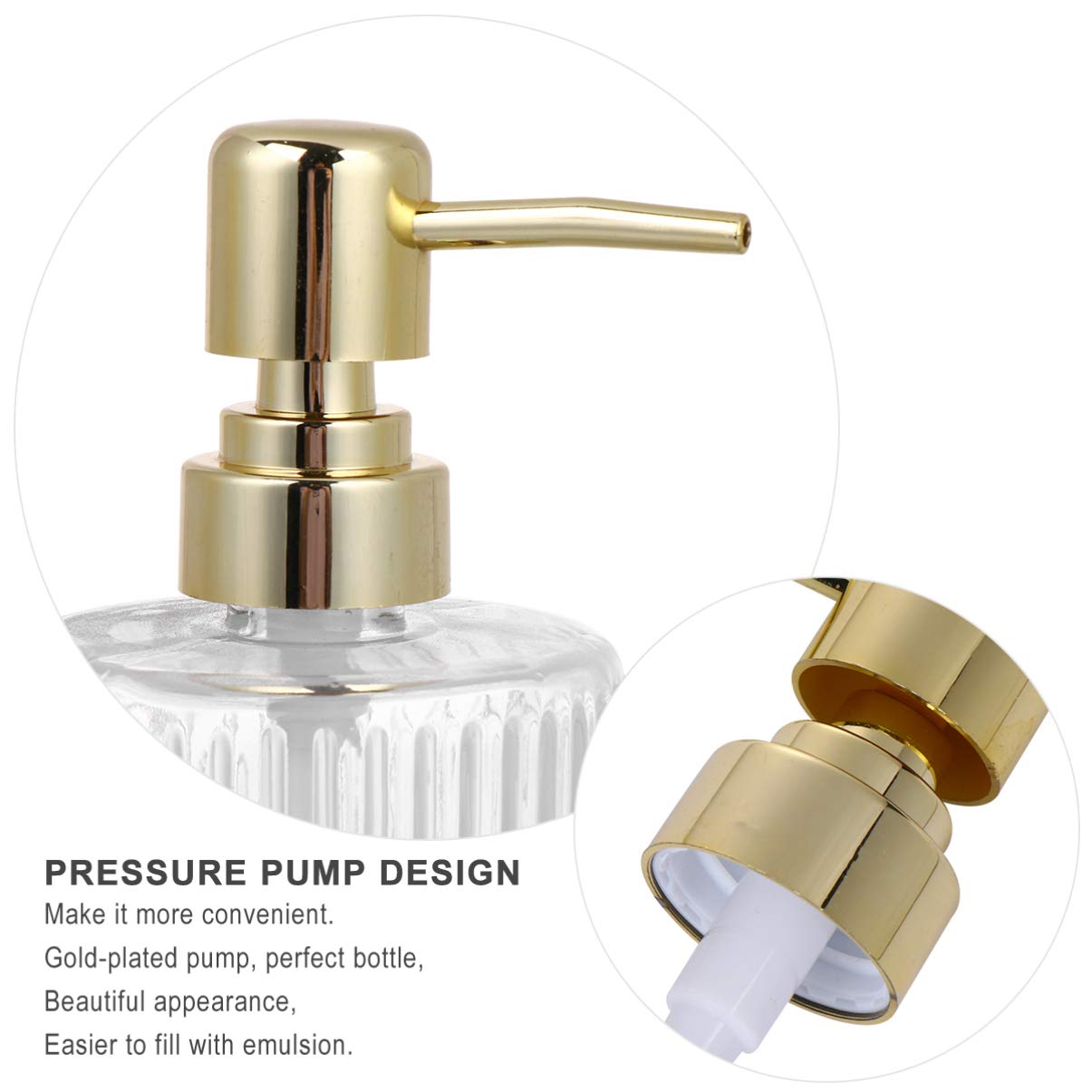 Hemoton 2-Pack Glass Soap Dispenser Bottles with Pump - 16oz Empty Liquid Containers for Shampoo, Lotion & Hand Soap - Refillable Kitchen & Bathroom Dispenser for Travel Toiletries & Home Use