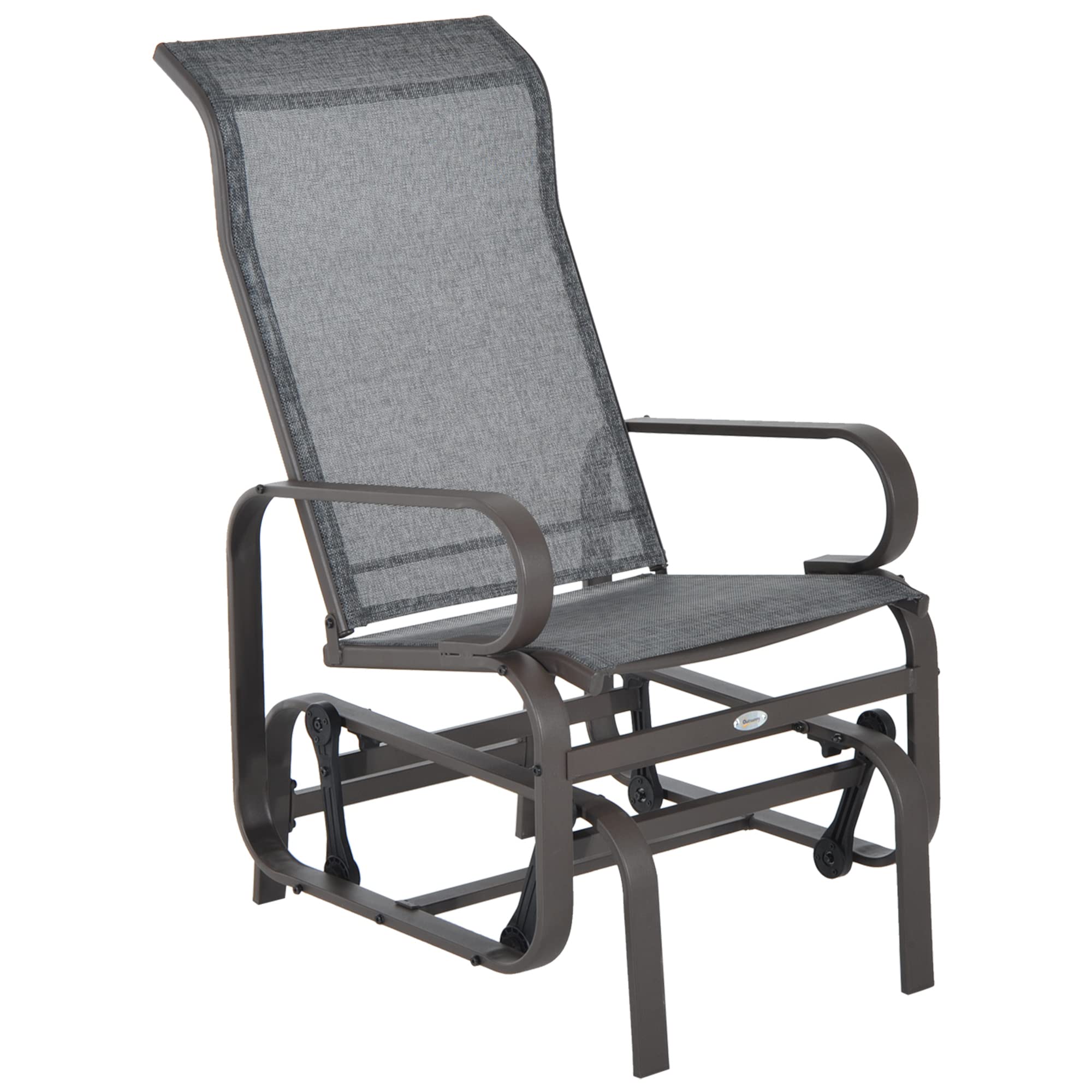 Outsunny Outdoor Glider Chair with Smooth Rocking Mechanism - Lightweight Patio Swing Chair for Backyard, Garden & Porch - Weather-Resistant Gray Gliding Bench (Perfect for Relaxing, Reading & Enjoying Nature)