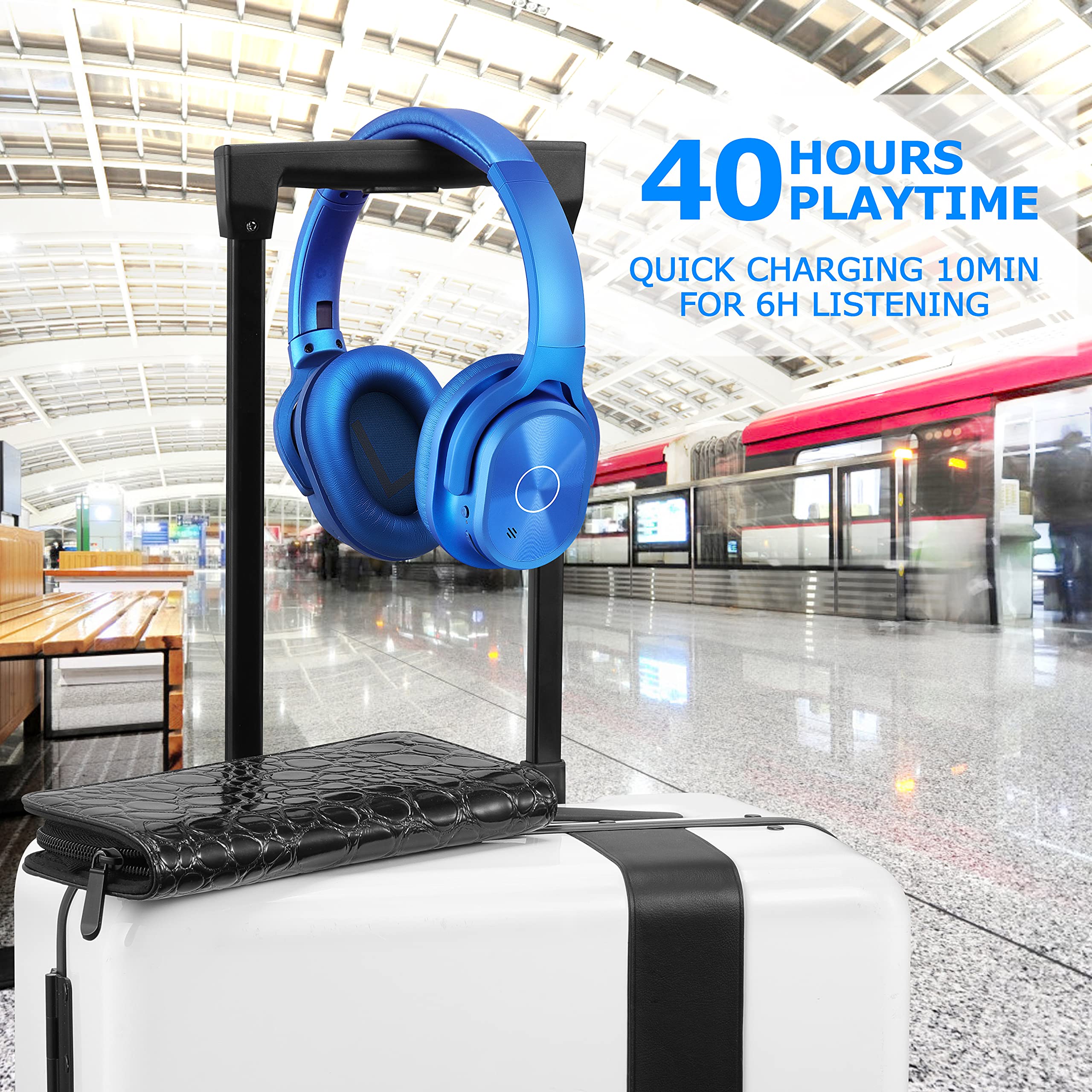 ZIHNIC 2-Pack Rose Gold Active Noise Cancelling Wireless Headphones & Bluetooth Headset Bundle - Perfect for Travel, Workouts, and Office Use