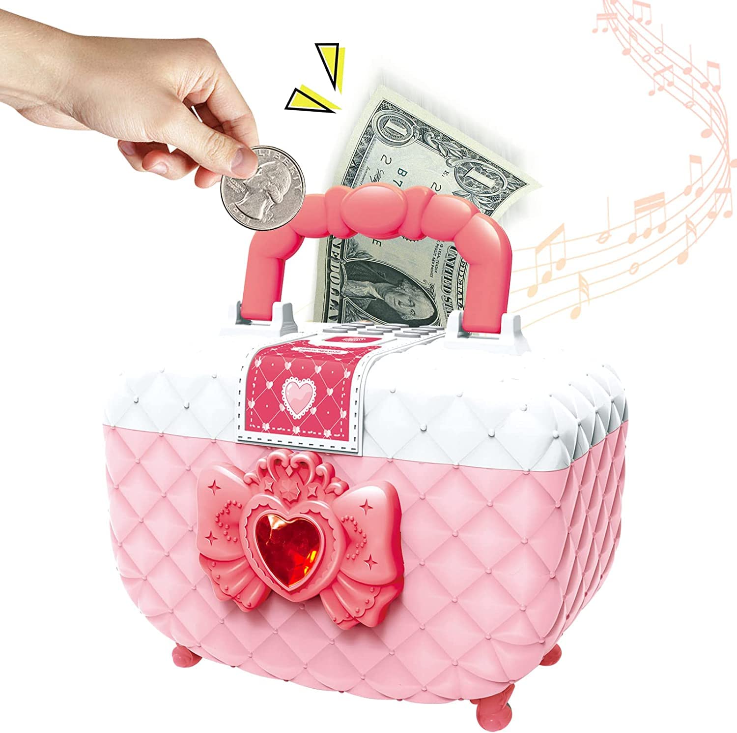 Pink Password Protected Piggy Bank for Girls - Secure Coin Money Storage Box - Perfect for Saving, Gifts & Kids' Financial Education
