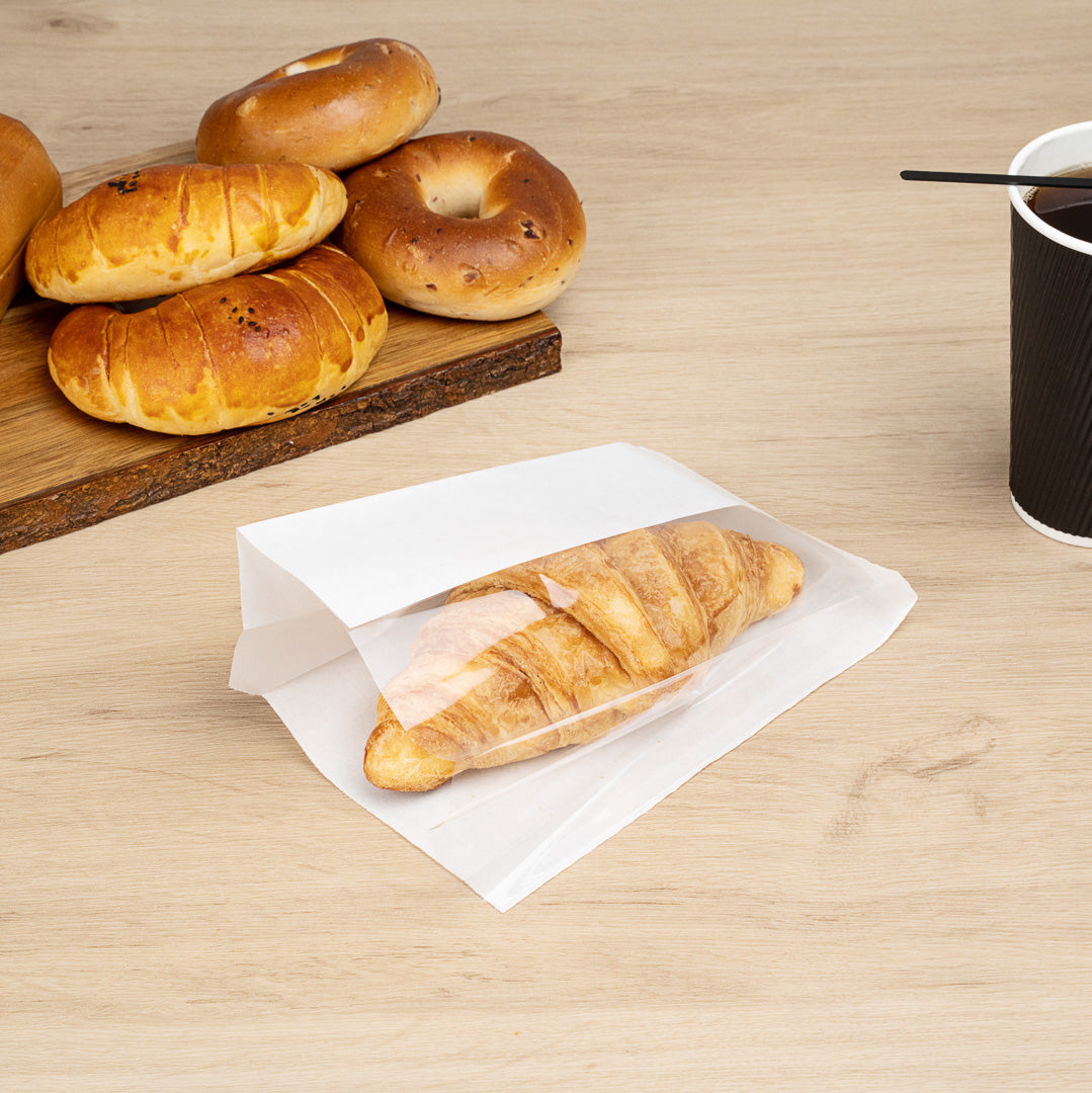 Premium White Small Bread Bags with Side Window - 4.75