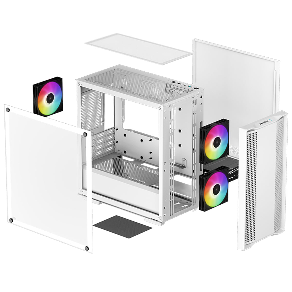 Deepcool CC360 ARGB White Mid Tower Computer Case - Tempered Glass Gaming PC Case with RGB Lighting for Home & Office Setup