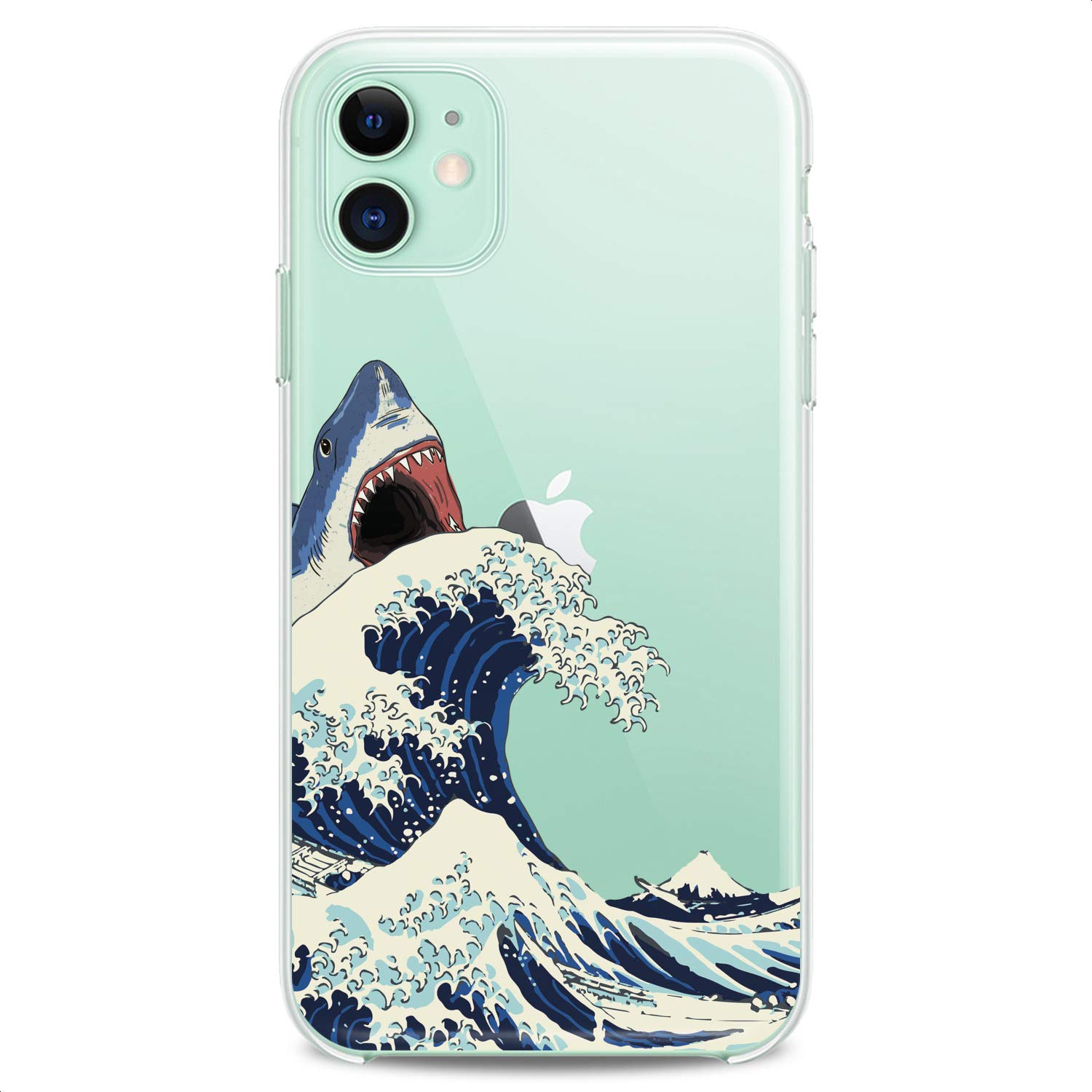 Premium TPU Phone Case for iPhone 16/15/14/13/12/11 Pro Max/Plus/Mini/Xs/Xr/X/8/7/6/5/SE - Japanese Great Wave Art Design, Flexible Slim Clear Silicone Cover with Cute Nature Watercolor Print - Perfect for Daily Use, Travel & Outdoor Activities