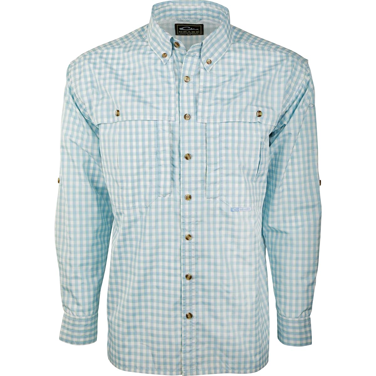 Drake Waterfowl Featherlite Plaid Wingshooter's Long Sleeve Shirt for Men - Gray Plaid Hunting Shirt - Medium Size - Perfect for Upland Bird Hunting & Outdoor Adventures