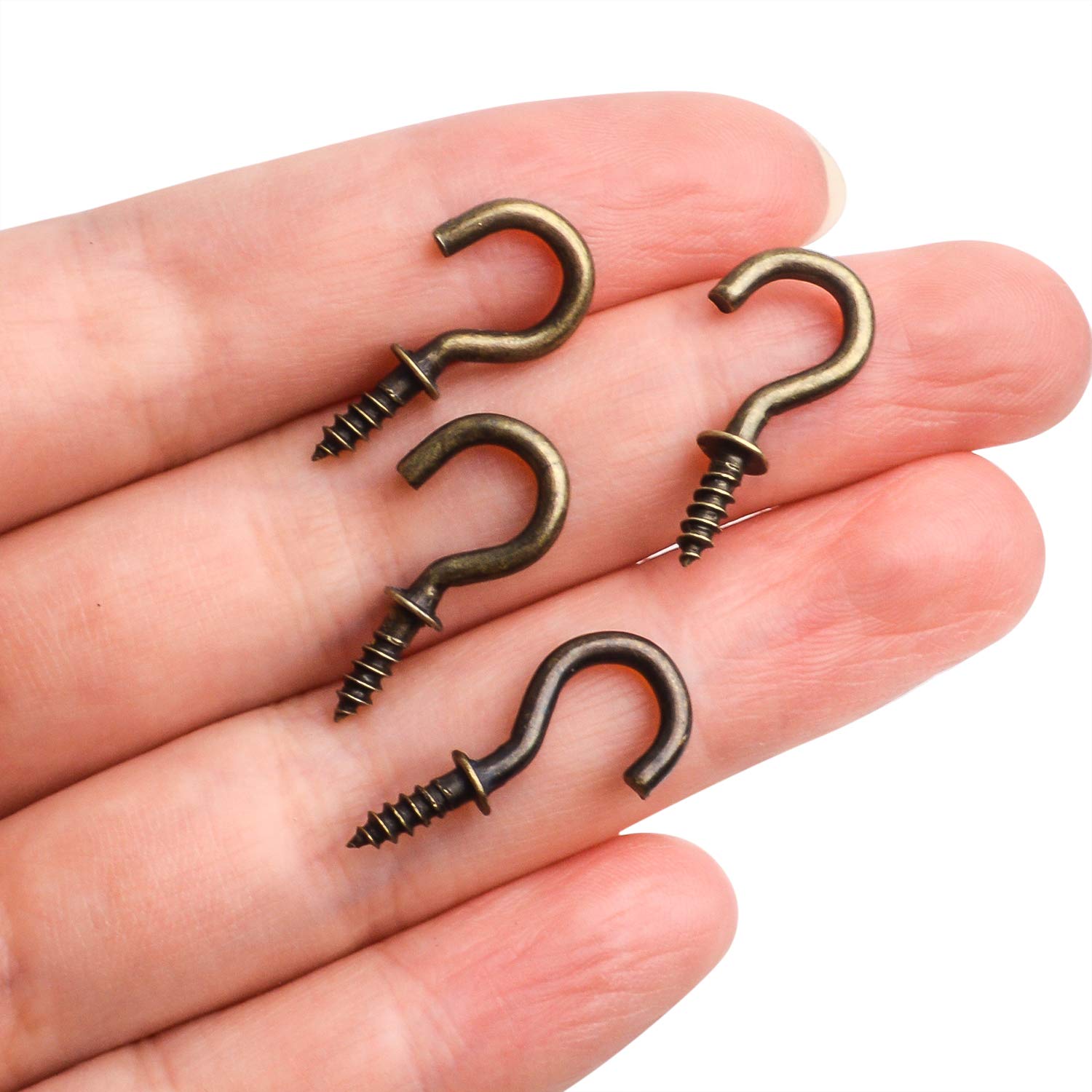 Aylifu 100pcs 1/2 Inch Bronze Mini Cup Hooks - Screw-in Hooks for Ceiling, Jewelry, Home Decor, DIY Projects - Indoor & Outdoor Use for Hanging Plants, Ornaments, Lights & More