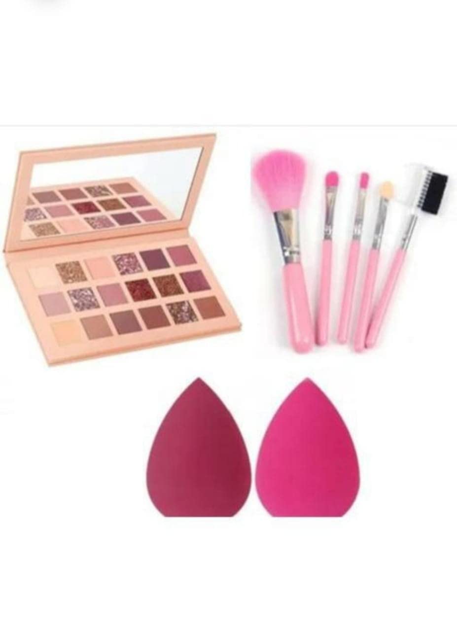 Glowhouse 18-Color Nude Eyeshadow Palette with 5 Makeup Brushes & 2 Blending Sponges - Complete Eye Makeup Kit for Professional & Everyday Looks
