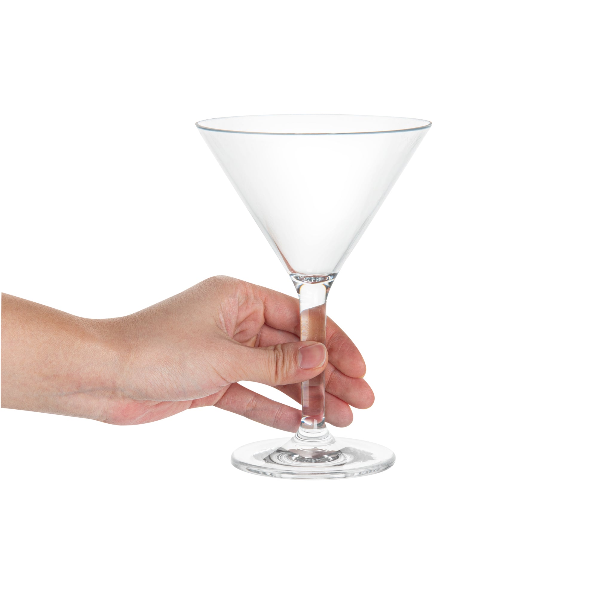 Bev Tek 10 oz Clear Polycarbonate Martini Glasses - Shatterproof Cocktail Glasses Set of 24 (4.5