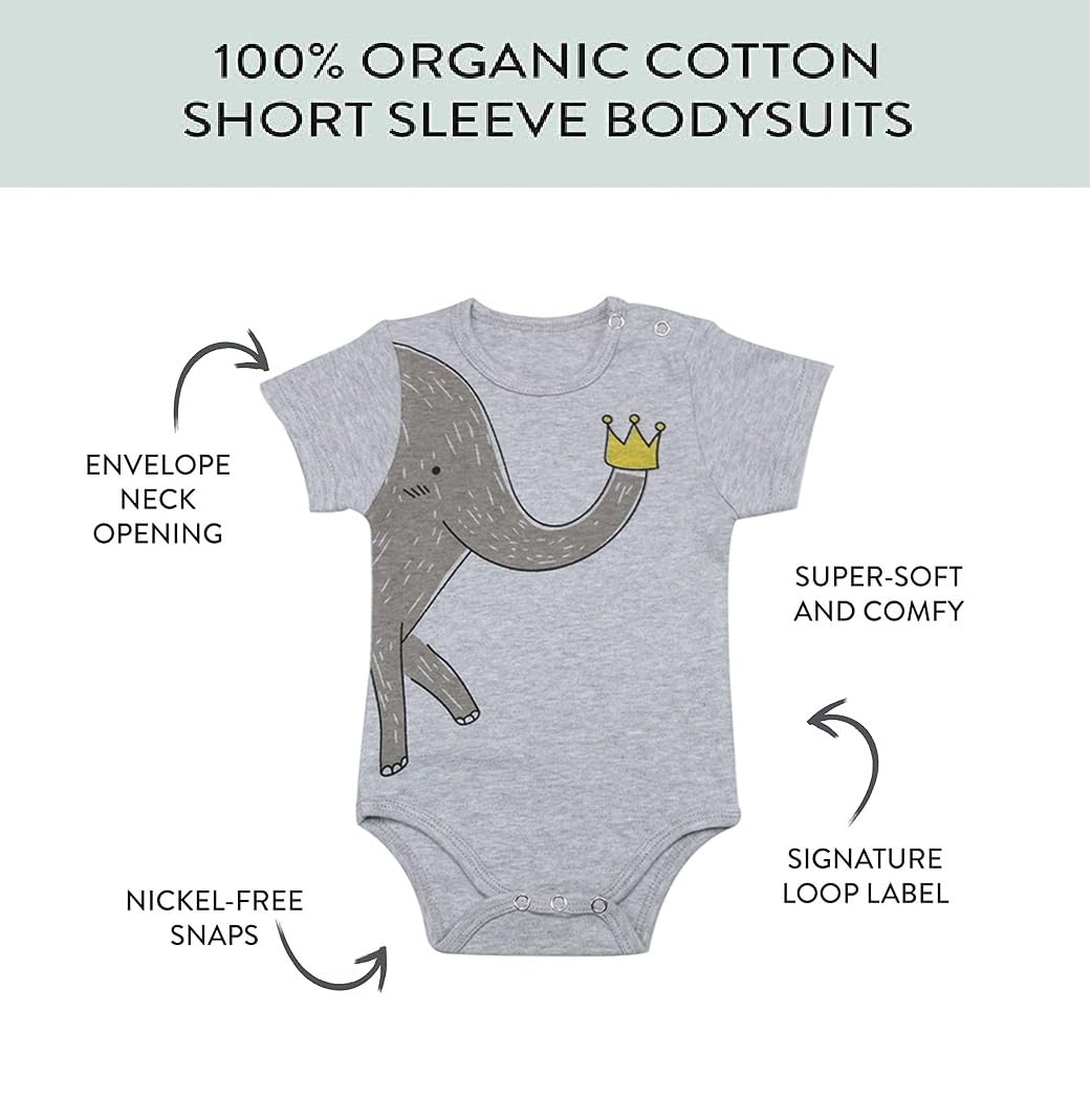 FLORNO Baby Bodysuits 5-Pack - 100% Pure Cotton Short Sleeve Onesies for Newborns 0-24 Months | Soft & Breathable Unisex Infant Rompers | Perfect for Everyday Wear, Playtime & Photo Shoots