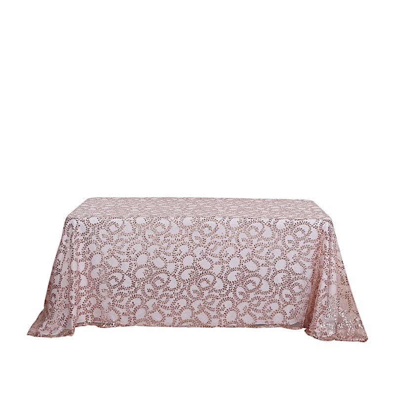 90x156 Inches Elegant Sheer Tulle Rectangular Tablecloth with Embroidered Sequins - Perfect for Wedding Decor, Party Banquet, and Formal Dining Events