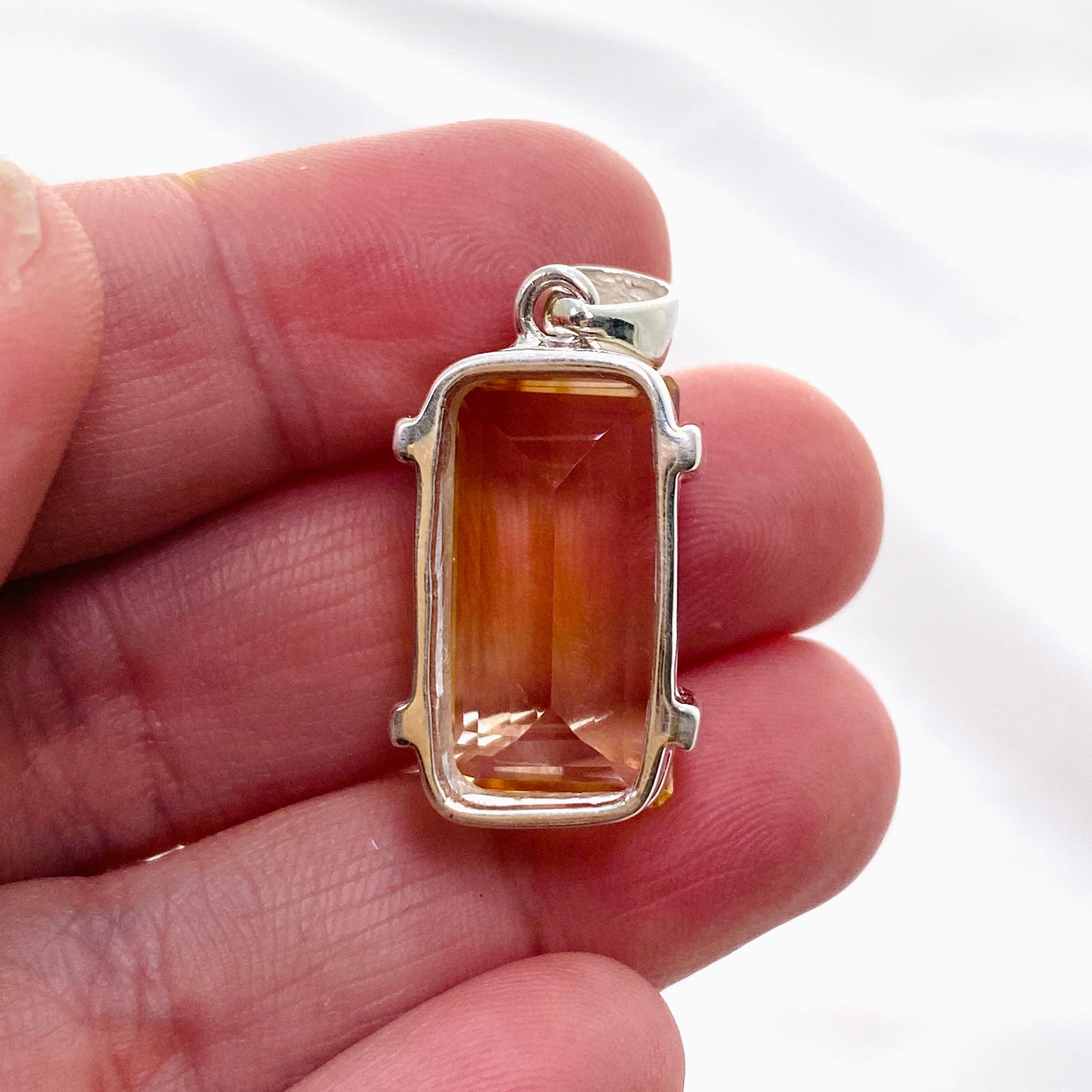 Natural Citrine Emerald Cut Faceted Pendant Necklace - 925 Sterling Silver Jewelry for Women - Perfect for Gift Giving & Special Occasions