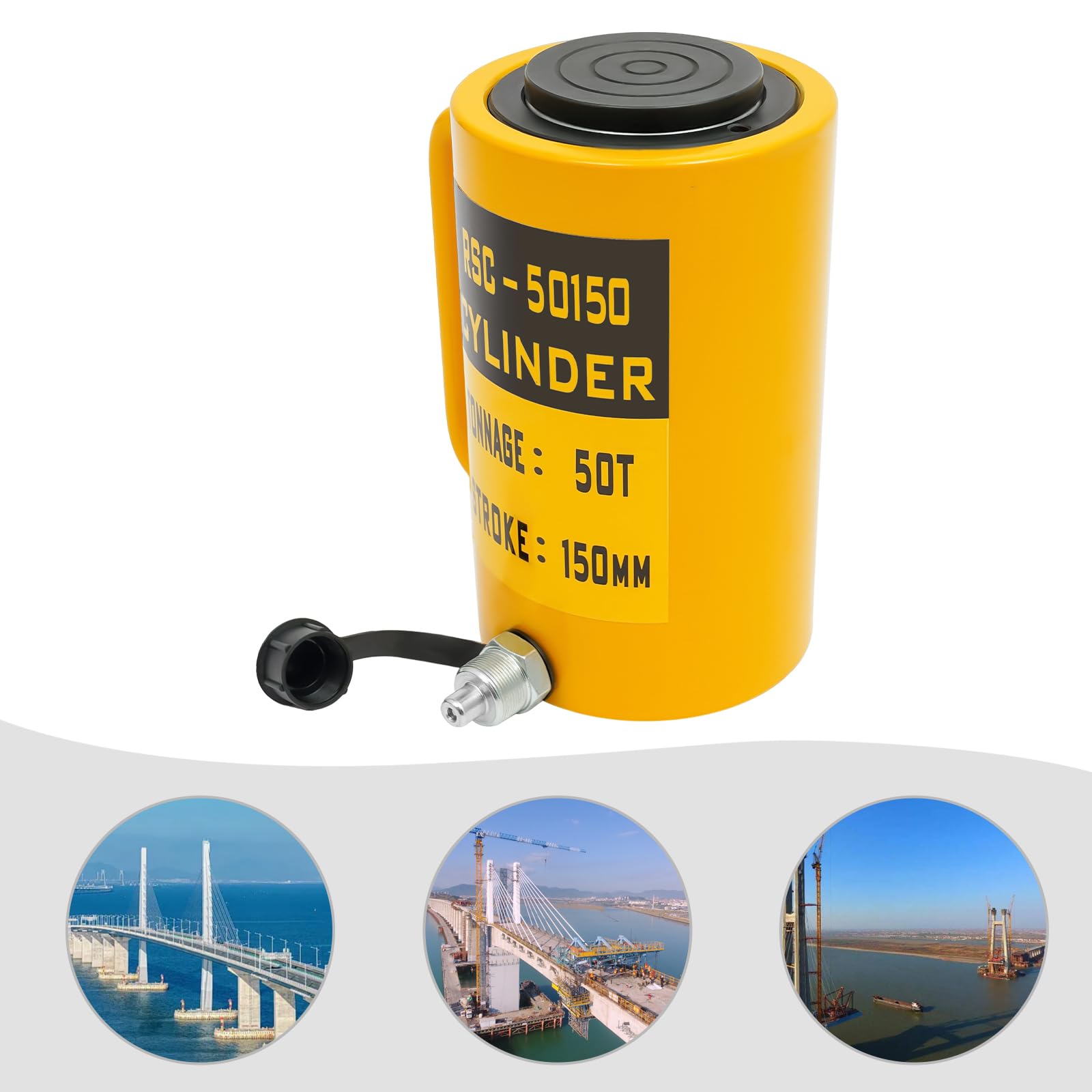 50T Hydraulic Cylinder Jack 6 Inch - Heavy Duty 6 Stroke Hydraulic Lifting Ram for Trucks & Tractors - Single Acting Hydraulic Cylinder for Bending, Straightening, Pulling - Ideal for Auto Repair, Farm Equipment Maintenance & Industrial Applications