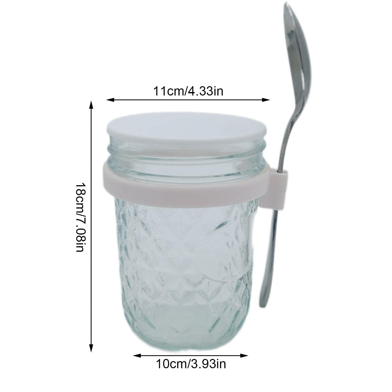 16oz Leakproof Overnight Oats Containers with Lids & Spoon - BPA-Free Mason Jars for Breakfast Meal Prep, Yogurt, Salads & Tea Storage | Perfect for Office Lunch, Gym Snacks & Healthy On-the-Go Eating