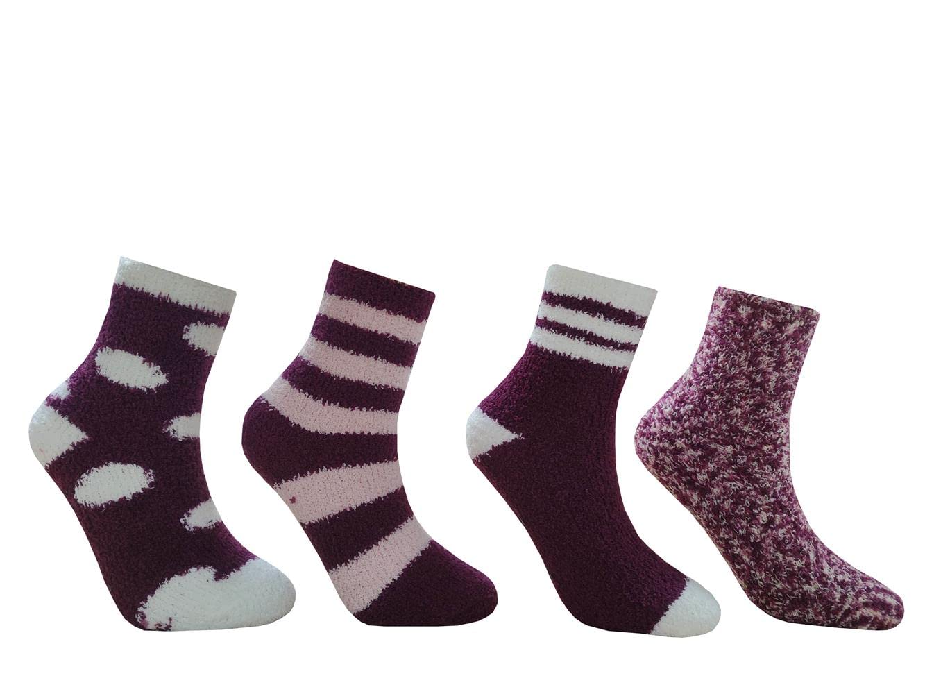 Amazon Essentials Unisex Kids' Fuzzy Cozy Socks - 4 Pairs Pack | Soft Warm Winter Socks for Boys & Girls | Perfect for Cold Weather, Indoor & Outdoor Activities