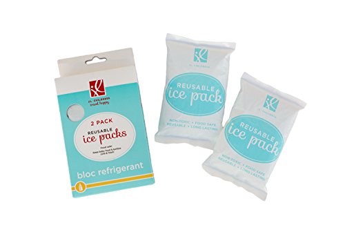 J.L. Childress Reusable Ice Packs for Breastmilk Storage, Baby Bottles & Lunch Boxes - Food Safe Gel Ice Packs (2 Pack, 6.5