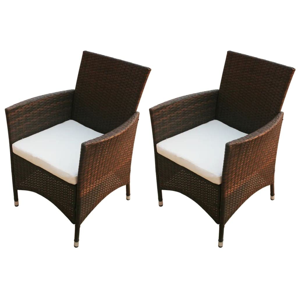 TYMMC 2-Piece Brown Poly Rattan Patio Chairs Set - Weather-Resistant Wicker Outdoor Furniture for Garden, Yard, Balcony & Indoor Use - Perfect for Relaxing, Sunbathing and Entertaining Guests
