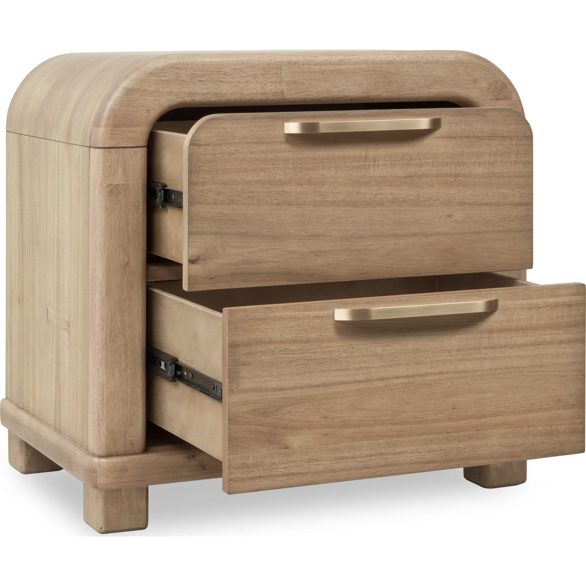 Kione Two Drawer Acacia Wood Nightstand - Lioness Finish Bedside Table for Bedroom, Living Room & Guest Room - Solid Wood End Table with Storage