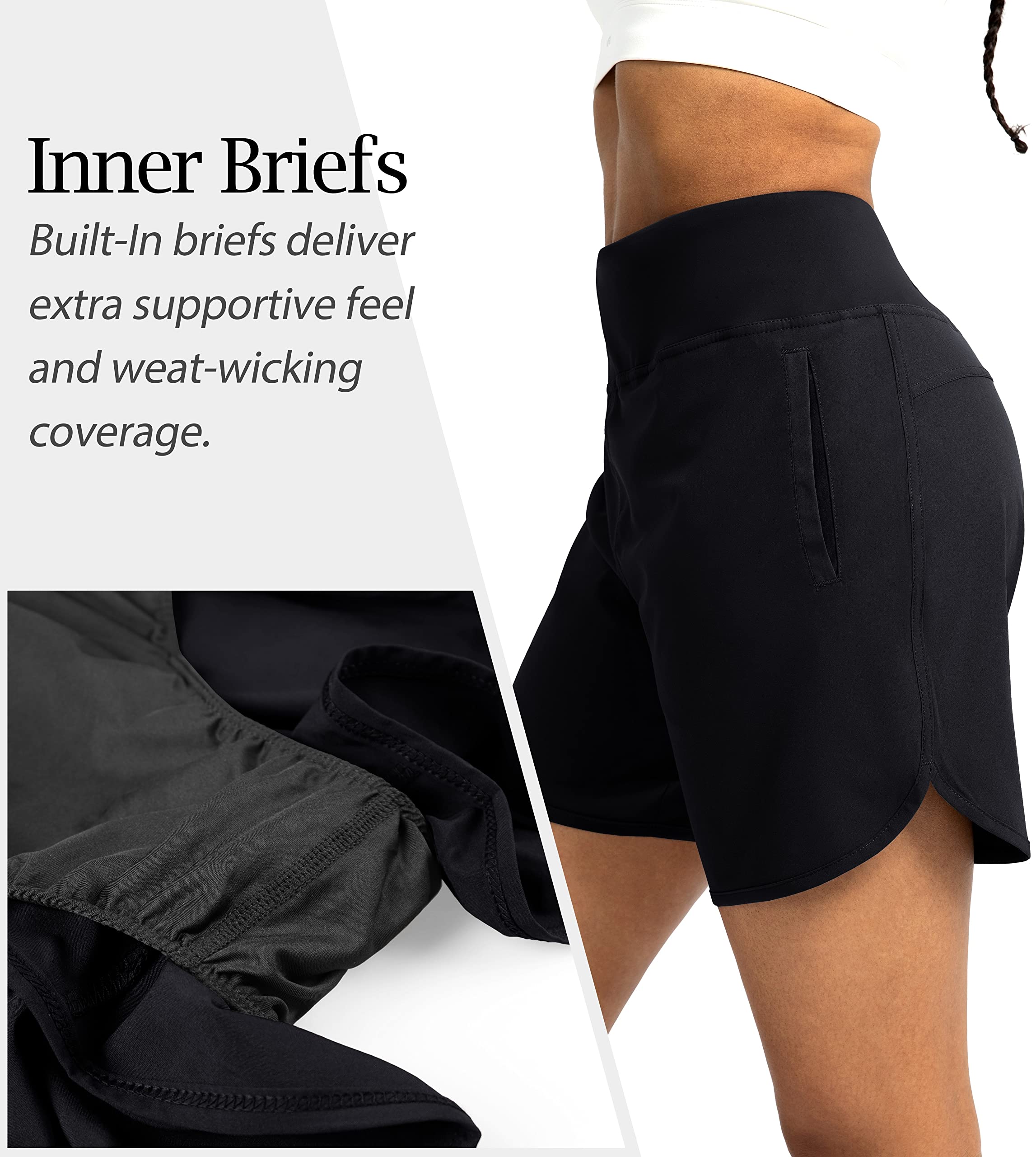Soothfeel Women's High Waisted 7-Inch Running Shorts with Zipper Pockets - Breathable Athletic Workout Gym Shorts for Summer, Jogging, Yoga & Outdoor Activities