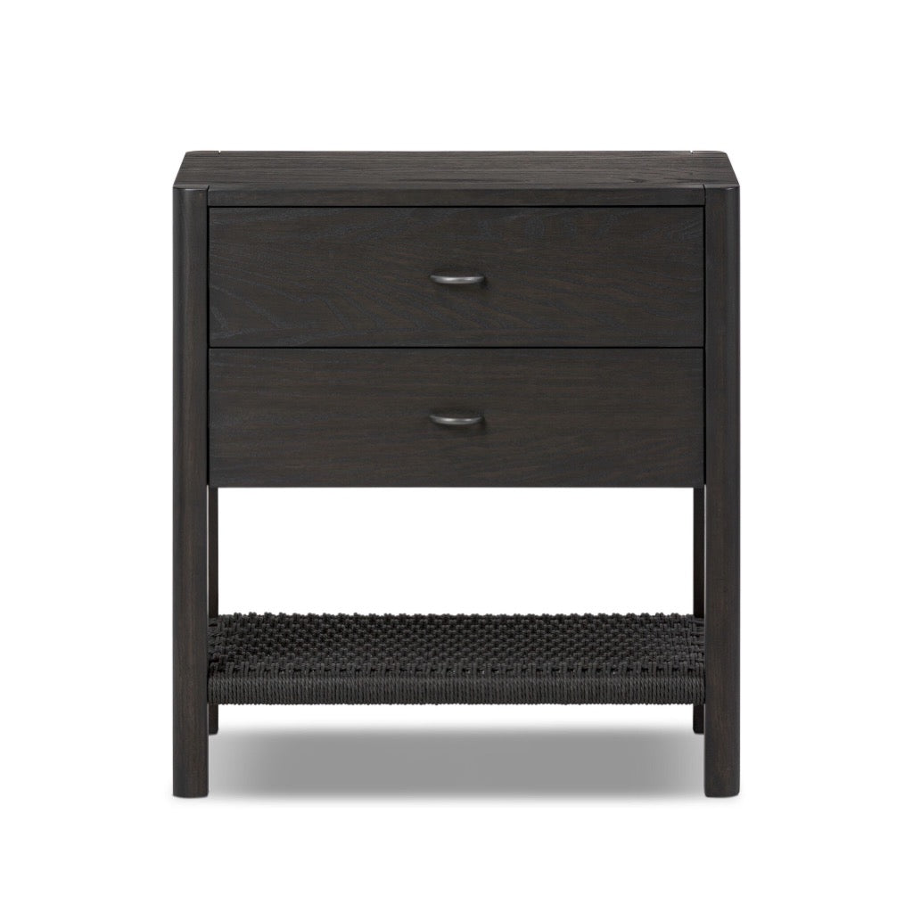 Modern Zuma Nightstand with Smoked Black Ash Veneer - Stylish Bedside Table for Bedroom, Living Room, or Office - Perfect for Storage and Decor