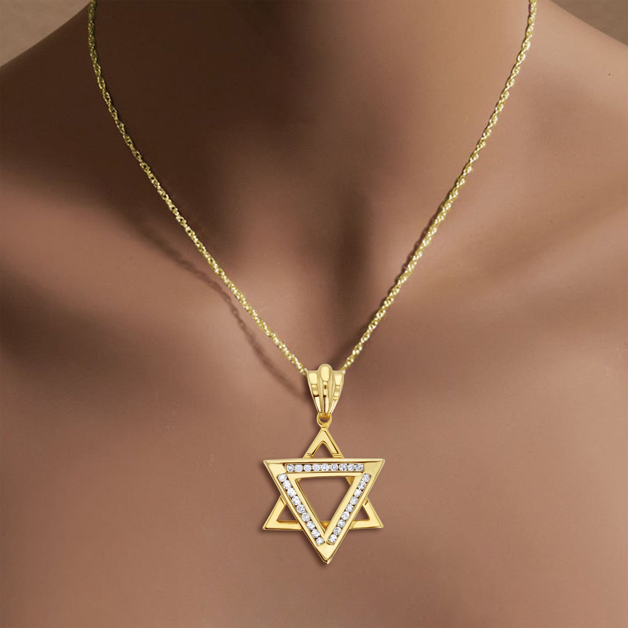 Polished Jewish Star of David Necklace - Sterling Silver or Gold Pendant for Men & Women - Perfect for Hanukkah, Bar Mitzvah & Jewish Holiday Gifts