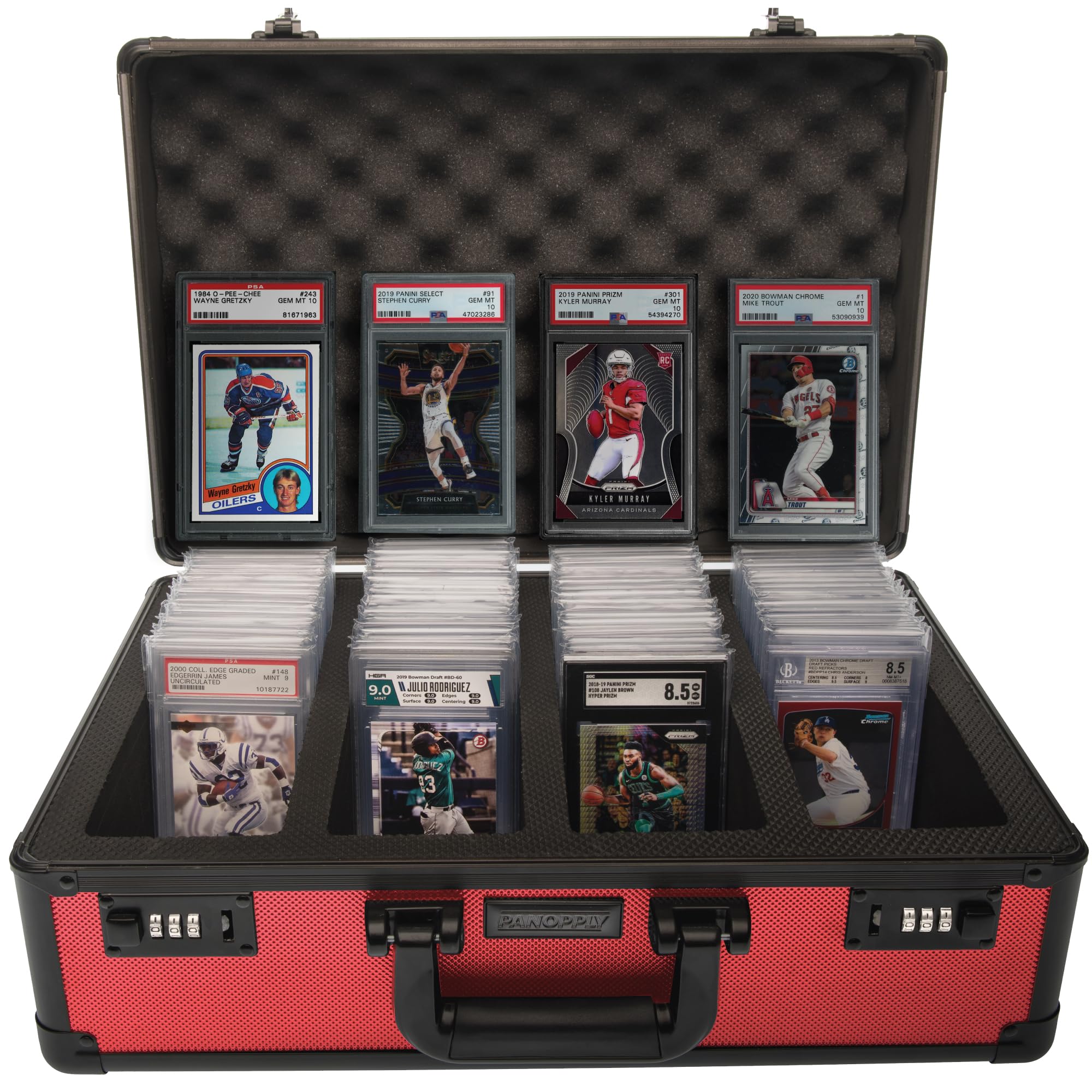 Panopply 160+ 4 Row Graded Card Case - BGS PSA Certified Sports Card Storage Box with Secure Protection | Perfect for Collectors, Trading Cards & Display (Red) - Ideal for Home, Office & Card Show Organization