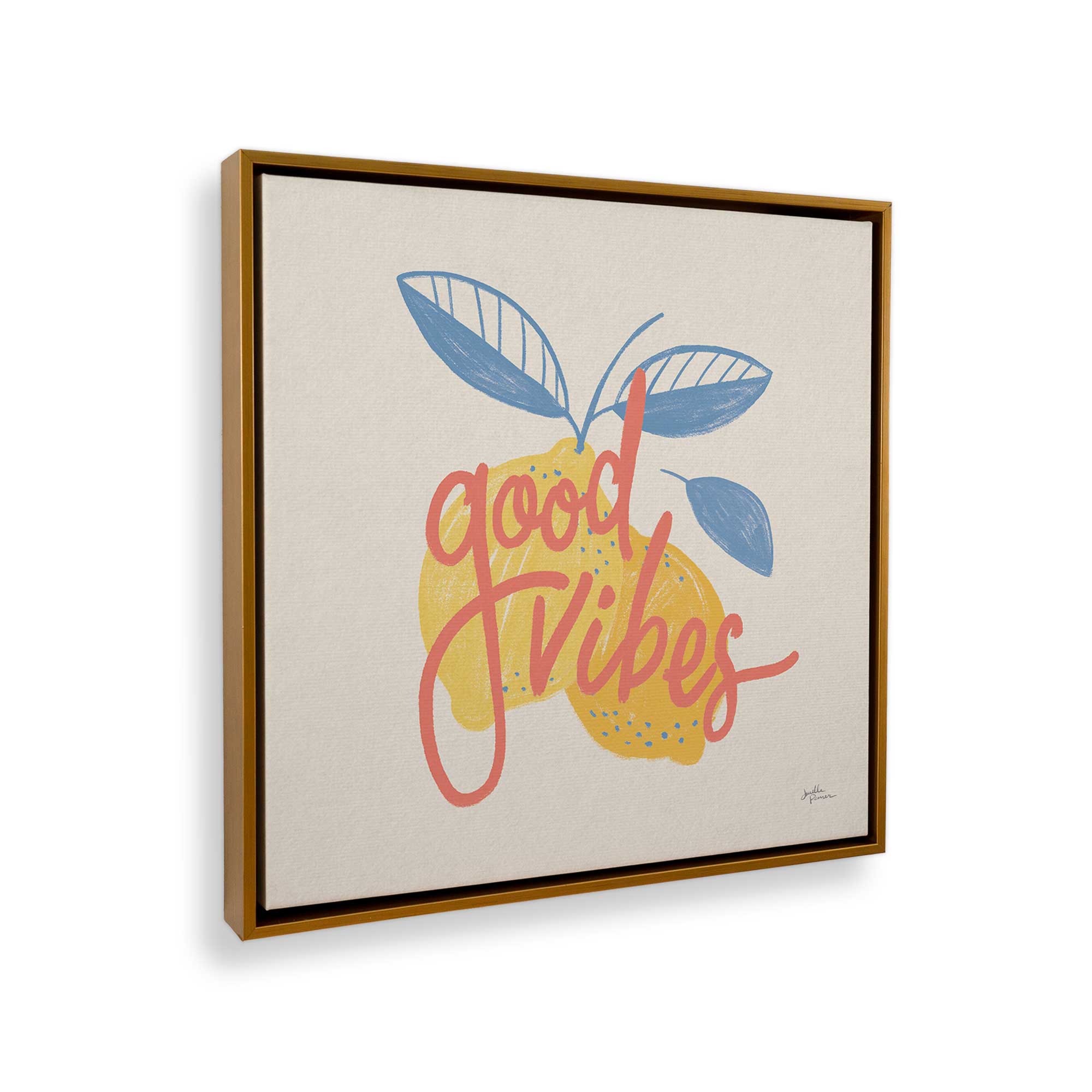 Good Vibes Lemon Poster Print on Canvas - Vibrant Wall Art Decor for Kitchen, Living Room & Office - Perfect for Home & Gift