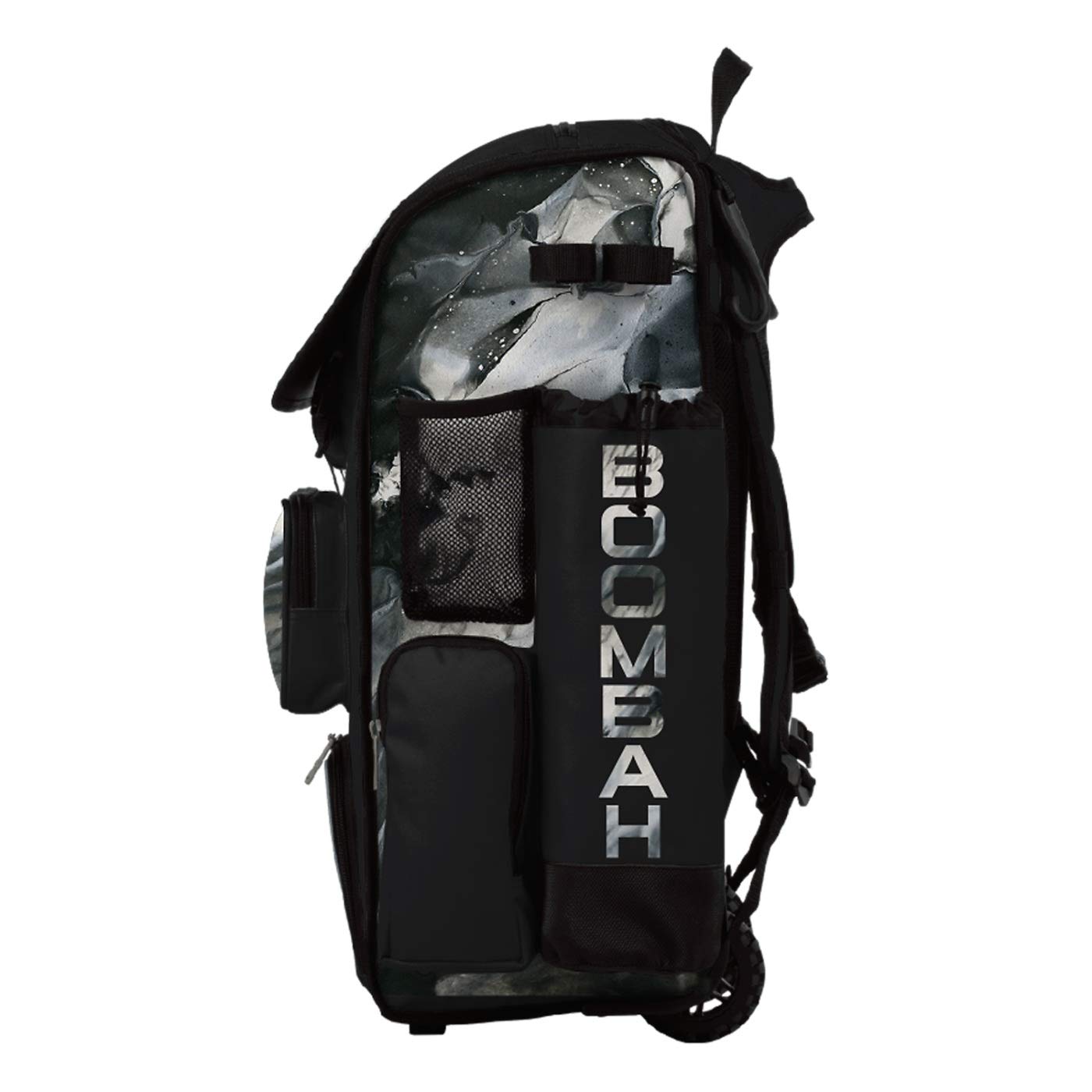 Boombah Superpack Hybrid Rolling Bat Bag - Wheeled & Backpack Baseball Equipment for Travel & Games (Black/White Glacier) - Perfect for Baseball Tournaments, Team Travel & Practice Sessions