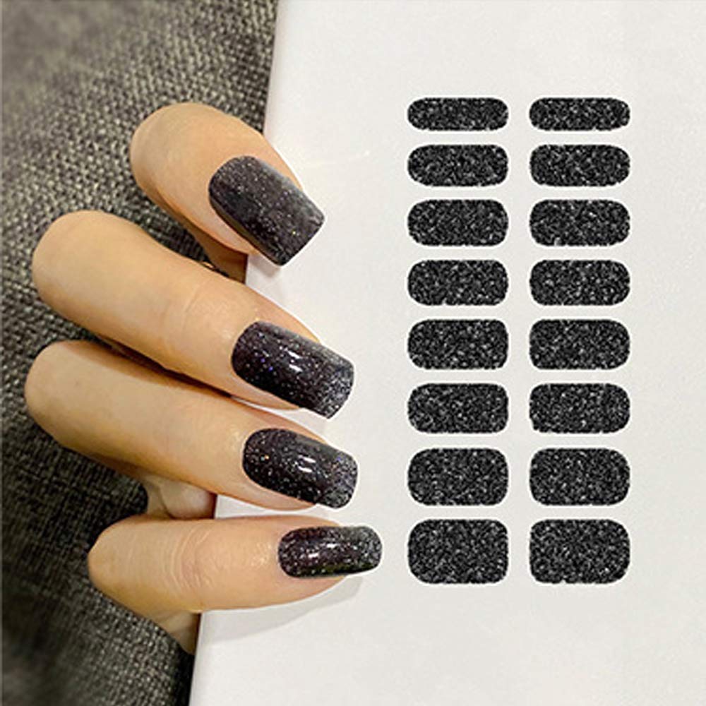 12 Sheets Glitter Nail Wraps - Self-Adhesive Nail Polish Strips in Solid Colors | Shiney Full Wrap Nail Art Decals for Women & Girls | Perfect for Manicures, Parties, Weddings & Special Occasions