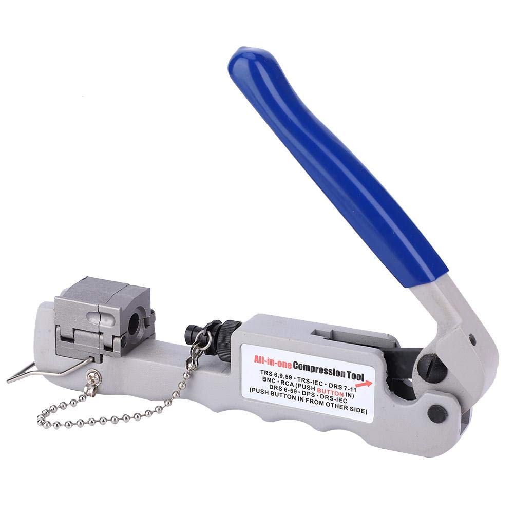 Professional Wire Crimper Tool Set - Wire Cutter, Stripper & Multifunctional Terminal Pass Through Crimper for F/BNC Connectors | Compact Modular Design for Electrical Work, DIY Projects & Network Installations