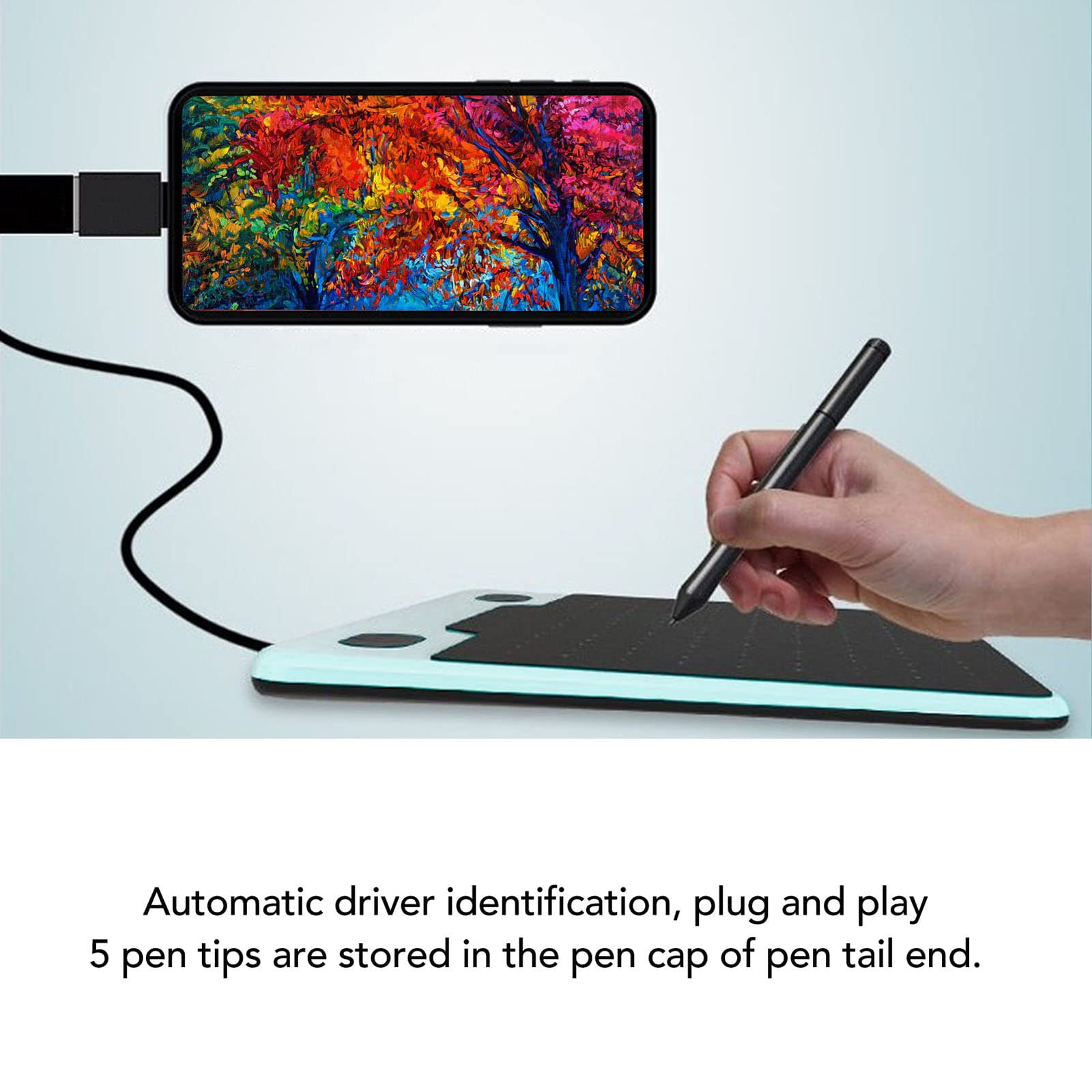 Professional Portable Electronic Graphics Tablet with 8192 Battery-Free Passive Rechargeable Pen, 233/s Reading Speed - Ideal for Notebook, Tablet & Mobile Phone - Perfect for Digital Art, Design & Online Teaching