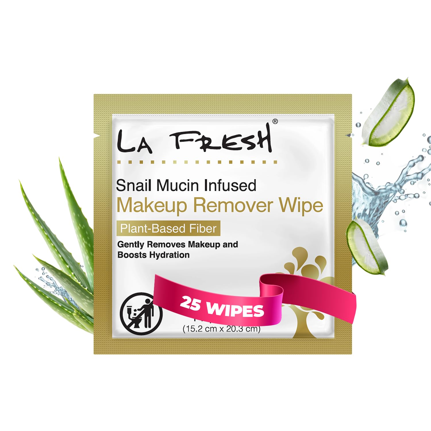 LA Fresh Snail Mucin Facial Cleansing Wipes | Oil-Free Makeup Remover Wipes for Travel | 25-Pack | Gentle Exfoliating & Hydrating Face Wipes for Sensitive Skin | Perfect for On-the-Go Skincare & Post-Workout Refresh