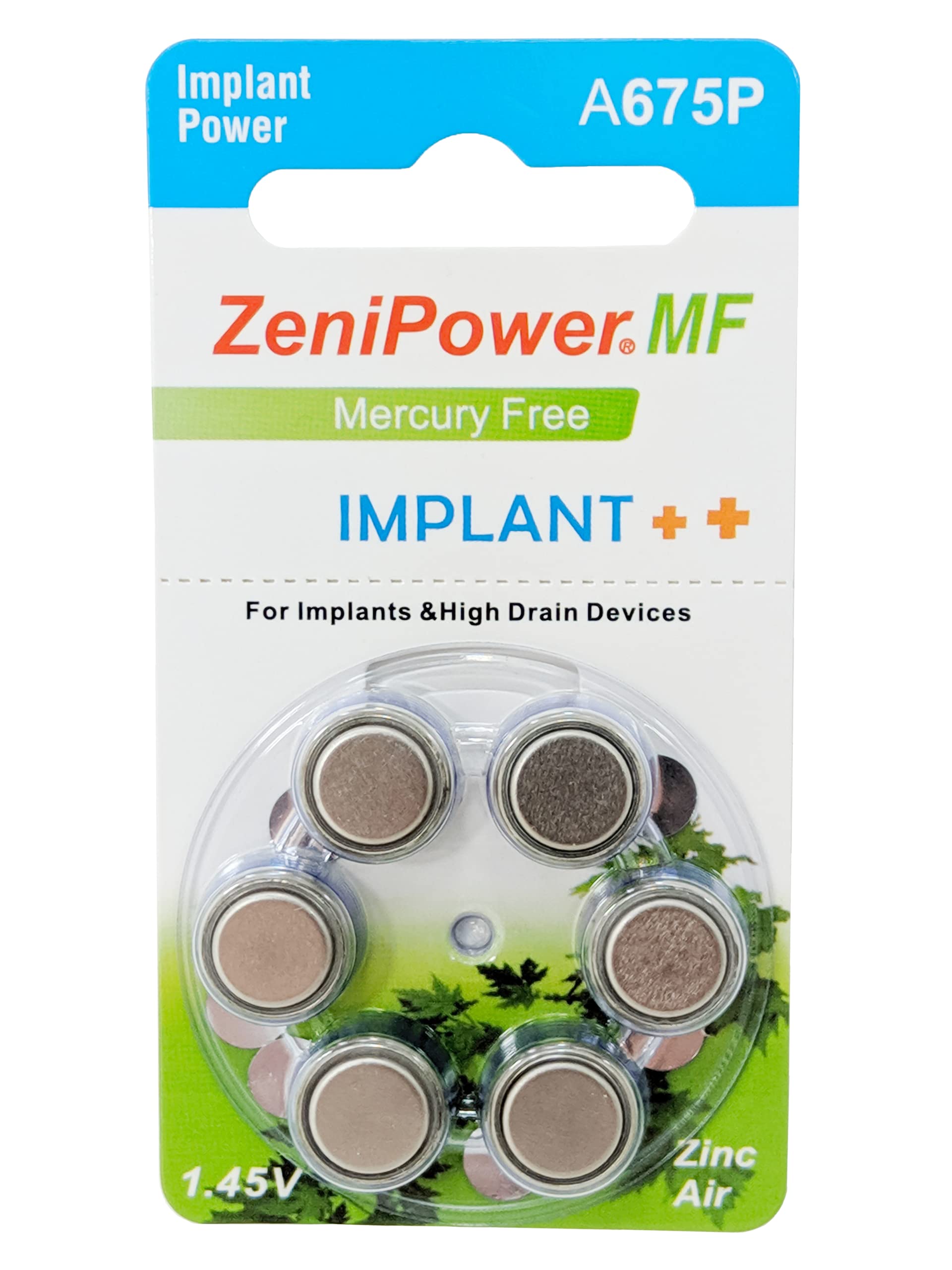 High Power Zinc Air 1.4V Size 675P/675CI Batteries for Cochlear Implant BTE Speech Processors - 120 Pack | Long-Lasting Hearing Aid Batteries for Daily Use & Travel