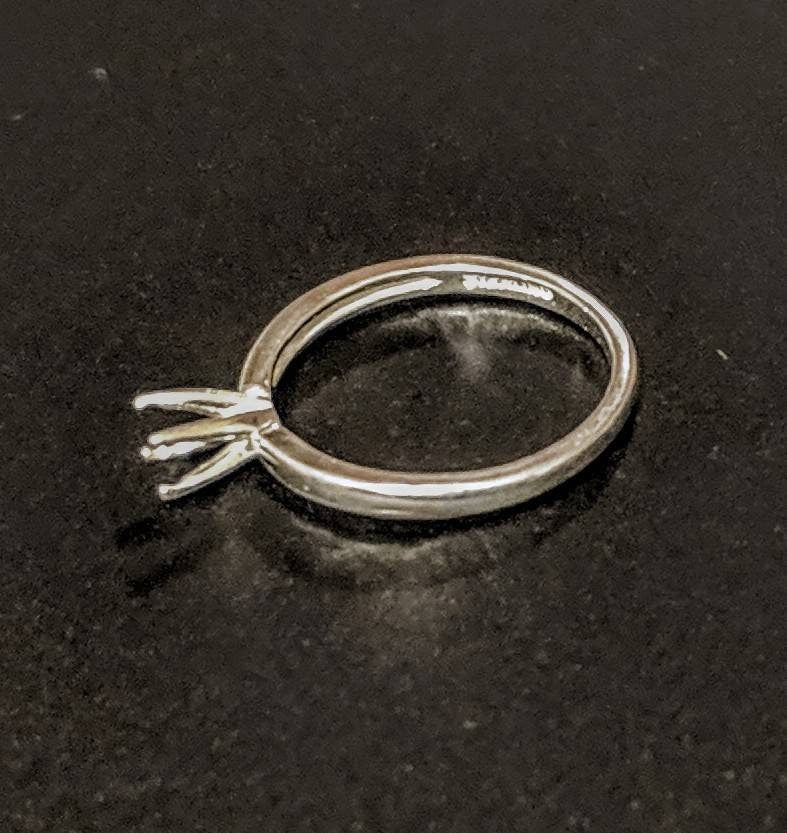 Sterling Silver 3mm Round 4-Prong Deep V-Notch Blank Ring Setting - Size 4,5,6,7,8 - Perfect for Custom Jewelry Making & Engagement Ring Designs