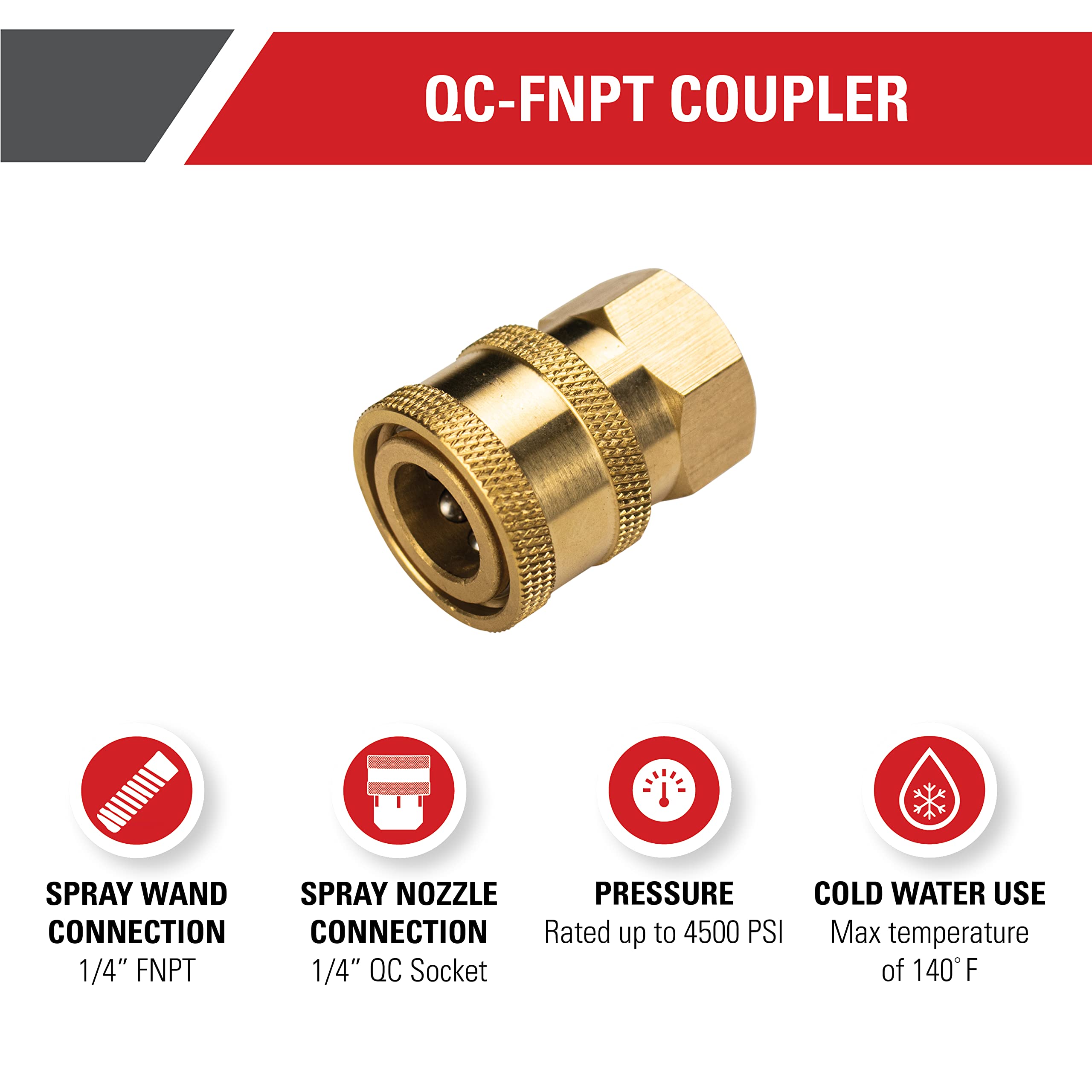 Simpson QC Socket for Pressure Washer Wands - 4500 PSI Brass Connector for Cleaning & Maintenance