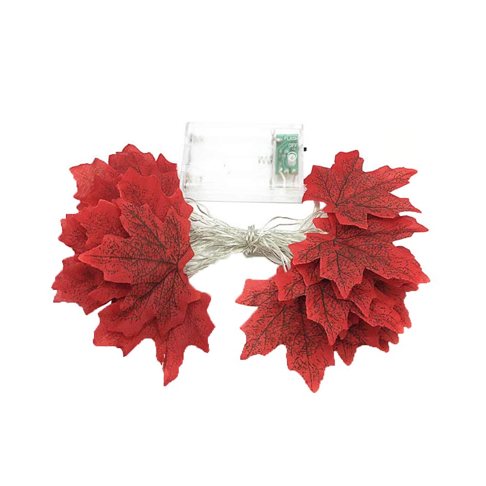 Eioflia 10 LED Fall Maple Leaves String Lights - 4.9ft Red Garland Light Strip for Thanksgiving, Christmas, Halloween Decor - Perfect for Indoor/Outdoor Home, Party, Wedding, Garden, and Porch Decoration